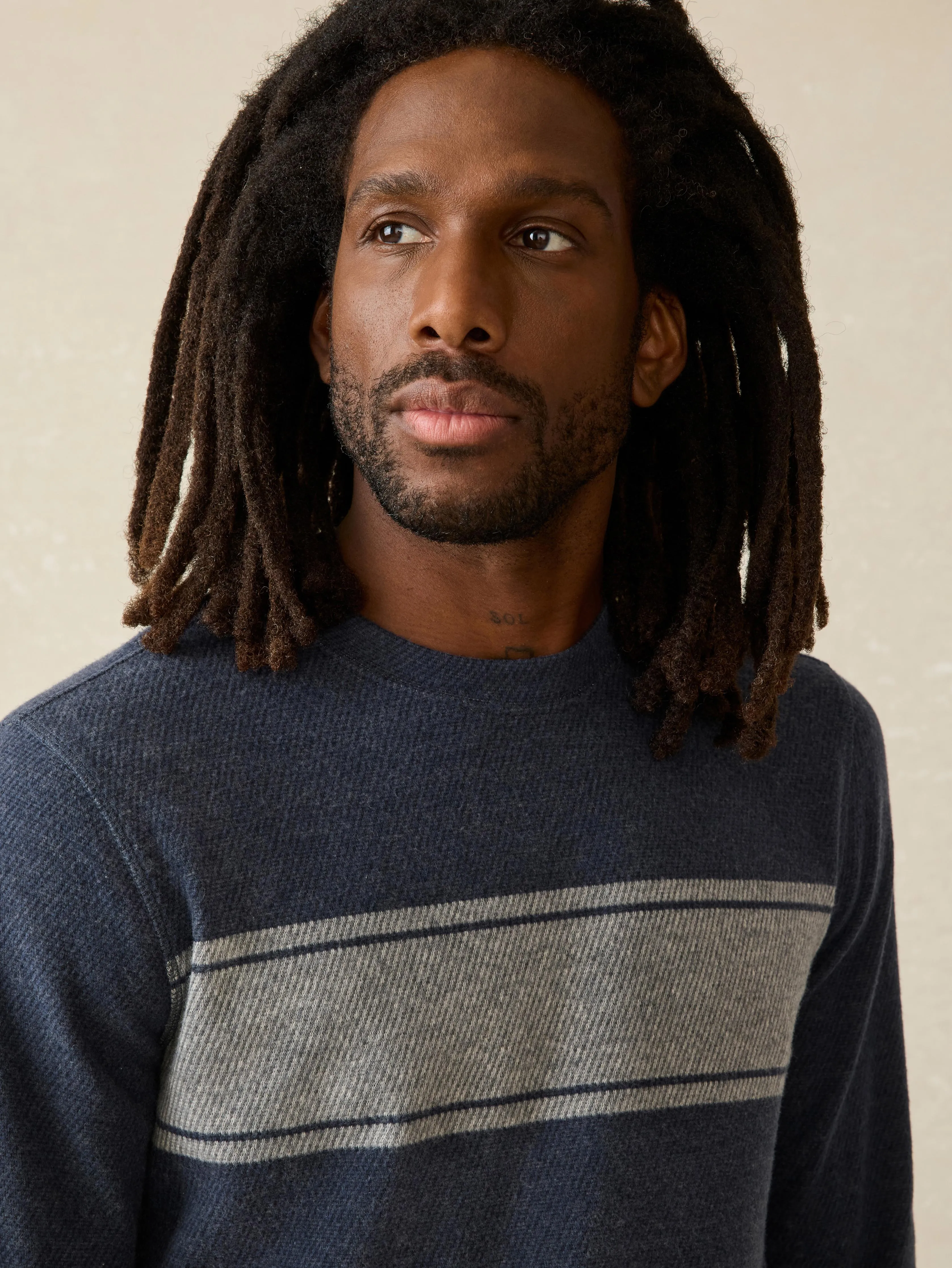 Legend™ Surf Stripe Sweater Crew - Brighton Navy Surf Stripe sold by Faherty product image thumbnail 4