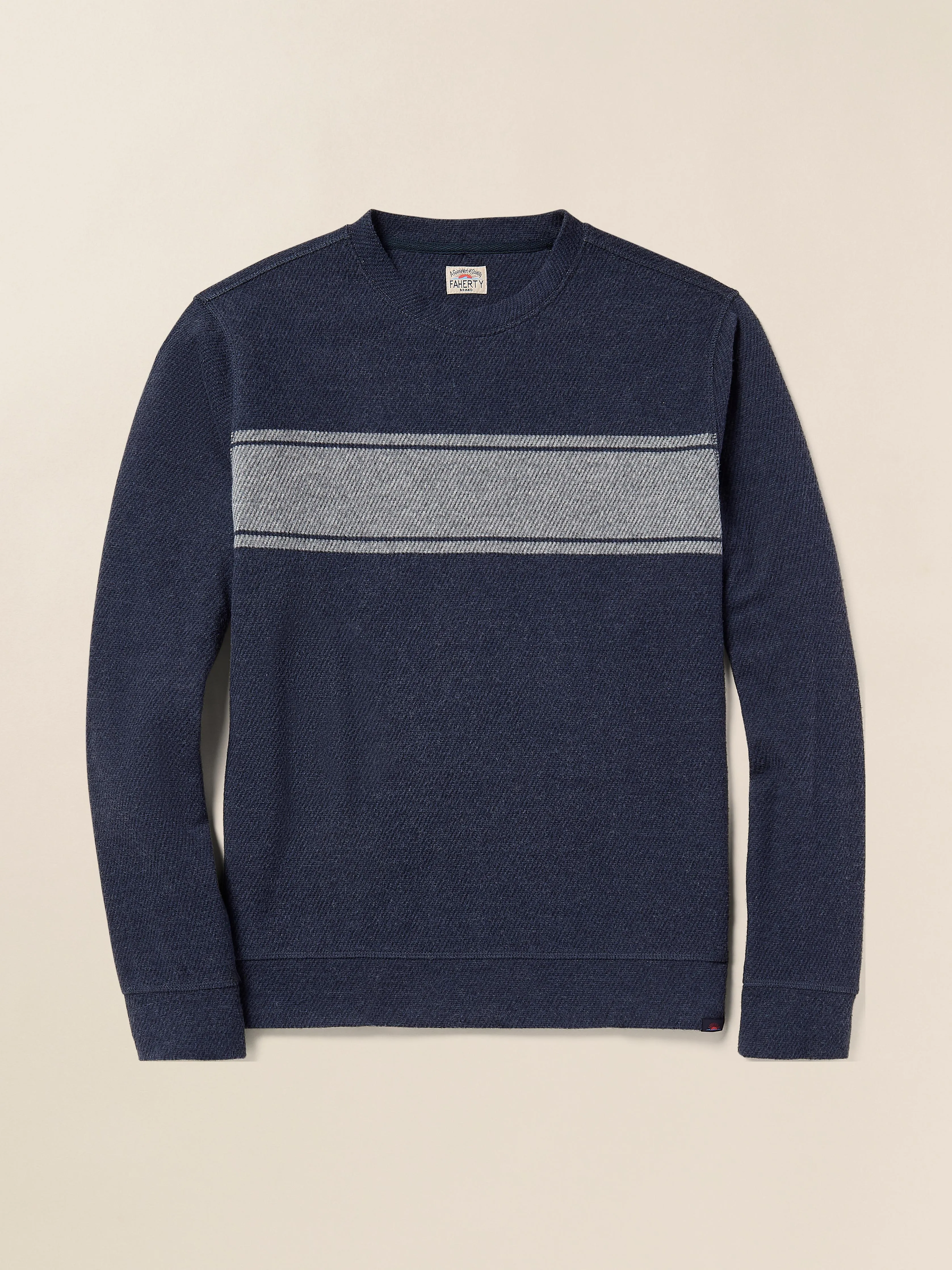 Legend™ Surf Stripe Sweater Crew - Brighton Navy Surf Stripe sold by Faherty