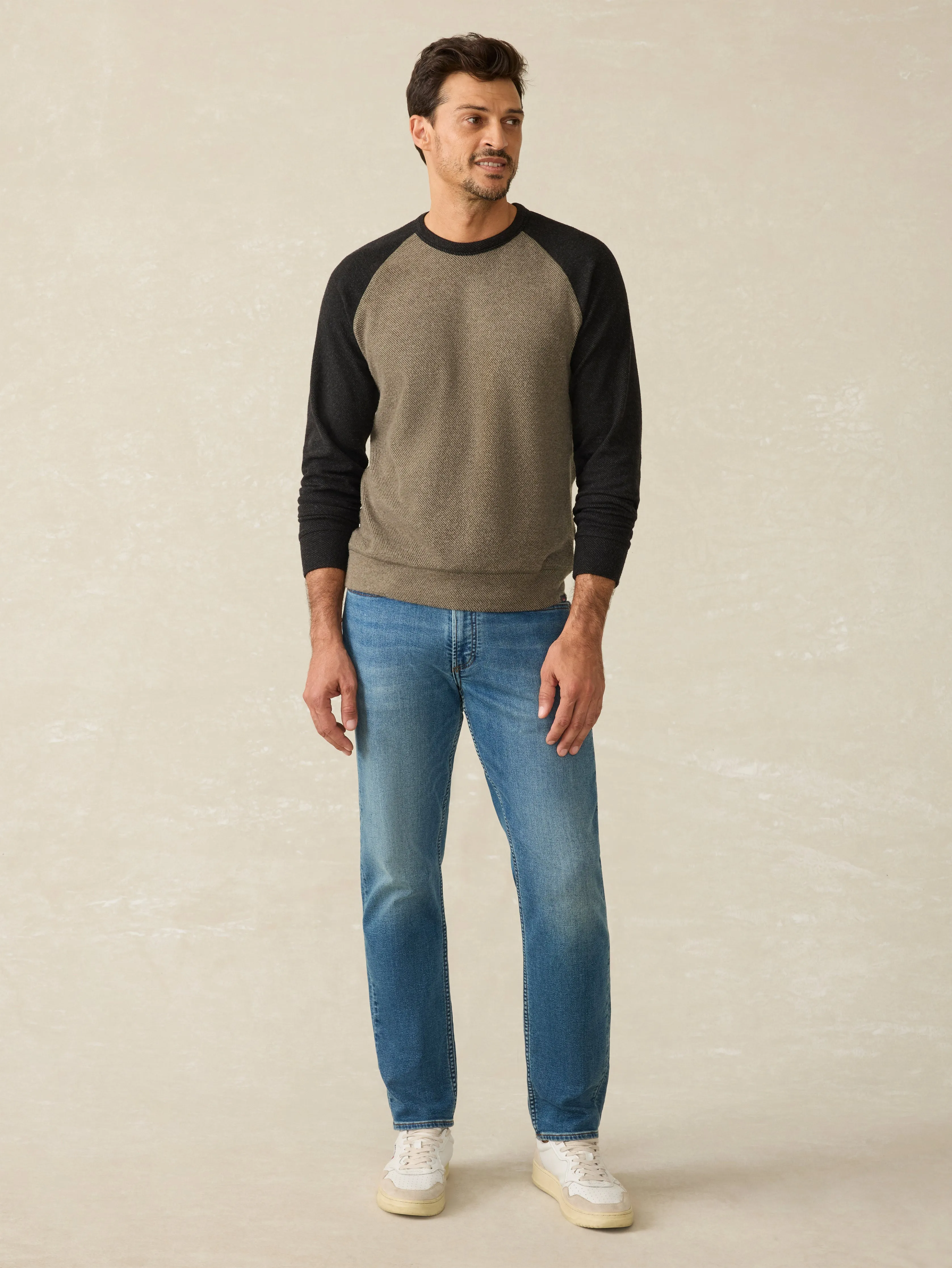 Legend™ Baseball Sweater Crew - Mossy Charcoal sold by Faherty product image thumbnail 3