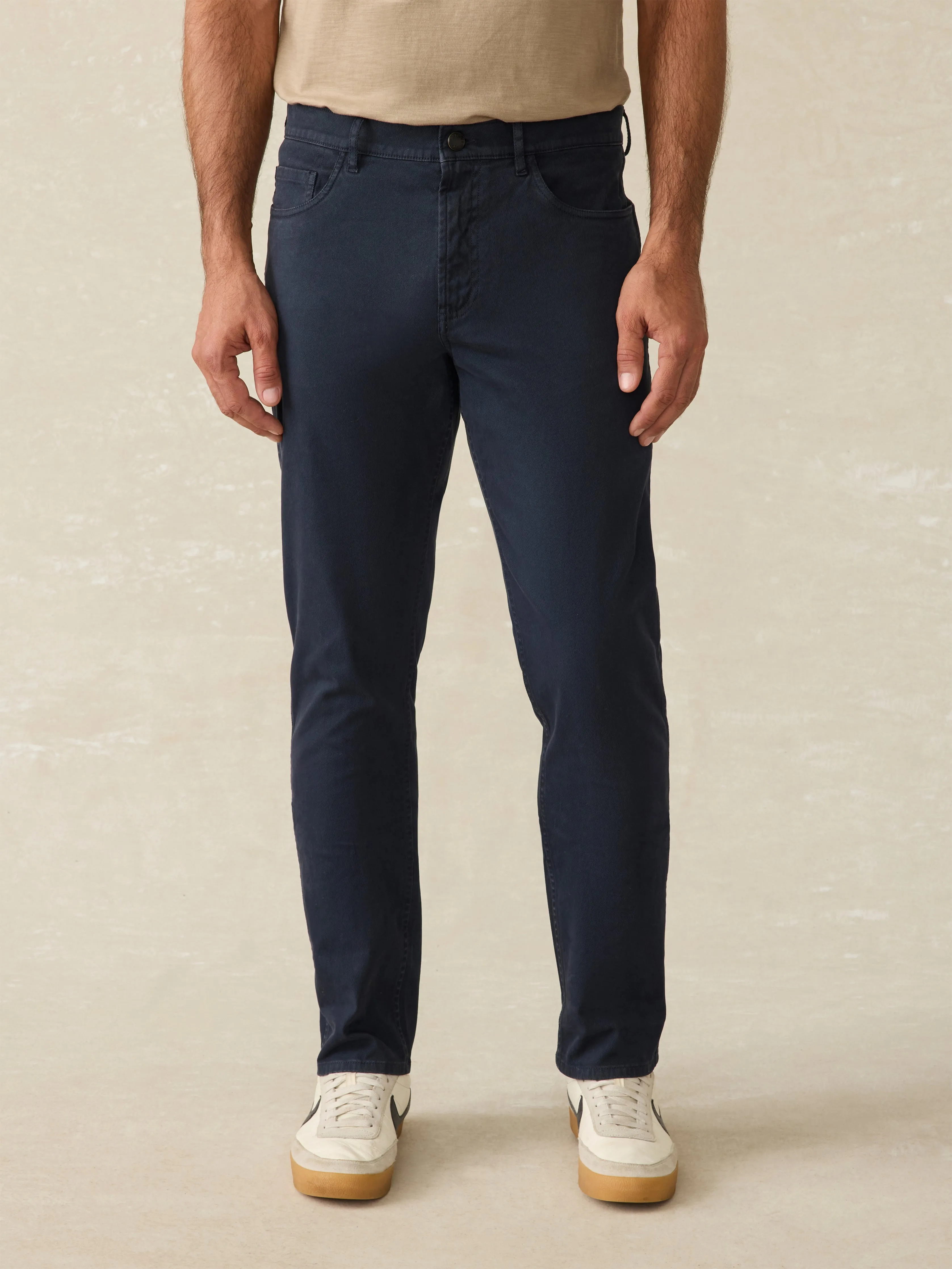 Comfort Twill 5-Pocket - Navy sold by Faherty