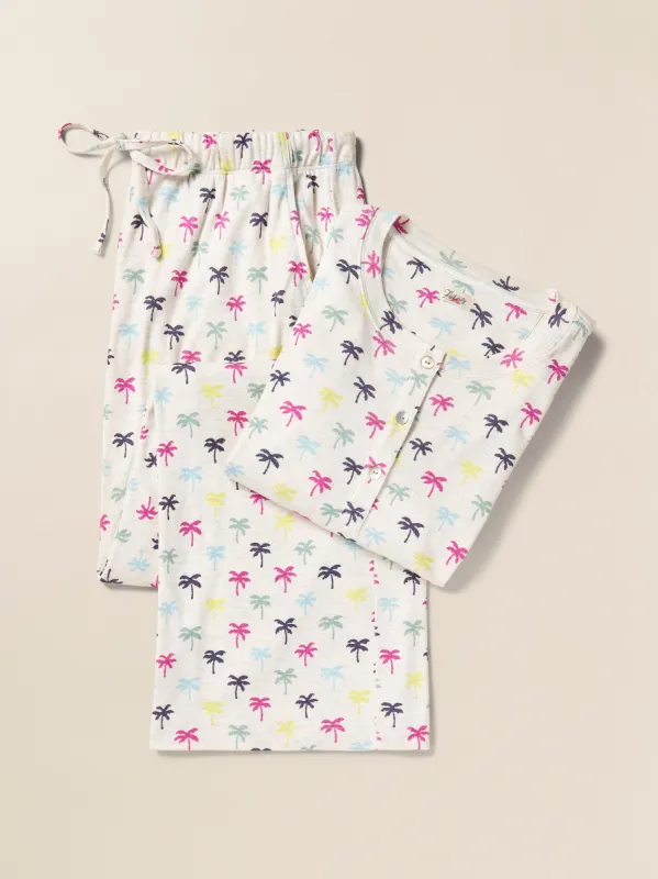 Cloud Henley Pajama Pant Set - Sun Valley Palms sold by Faherty