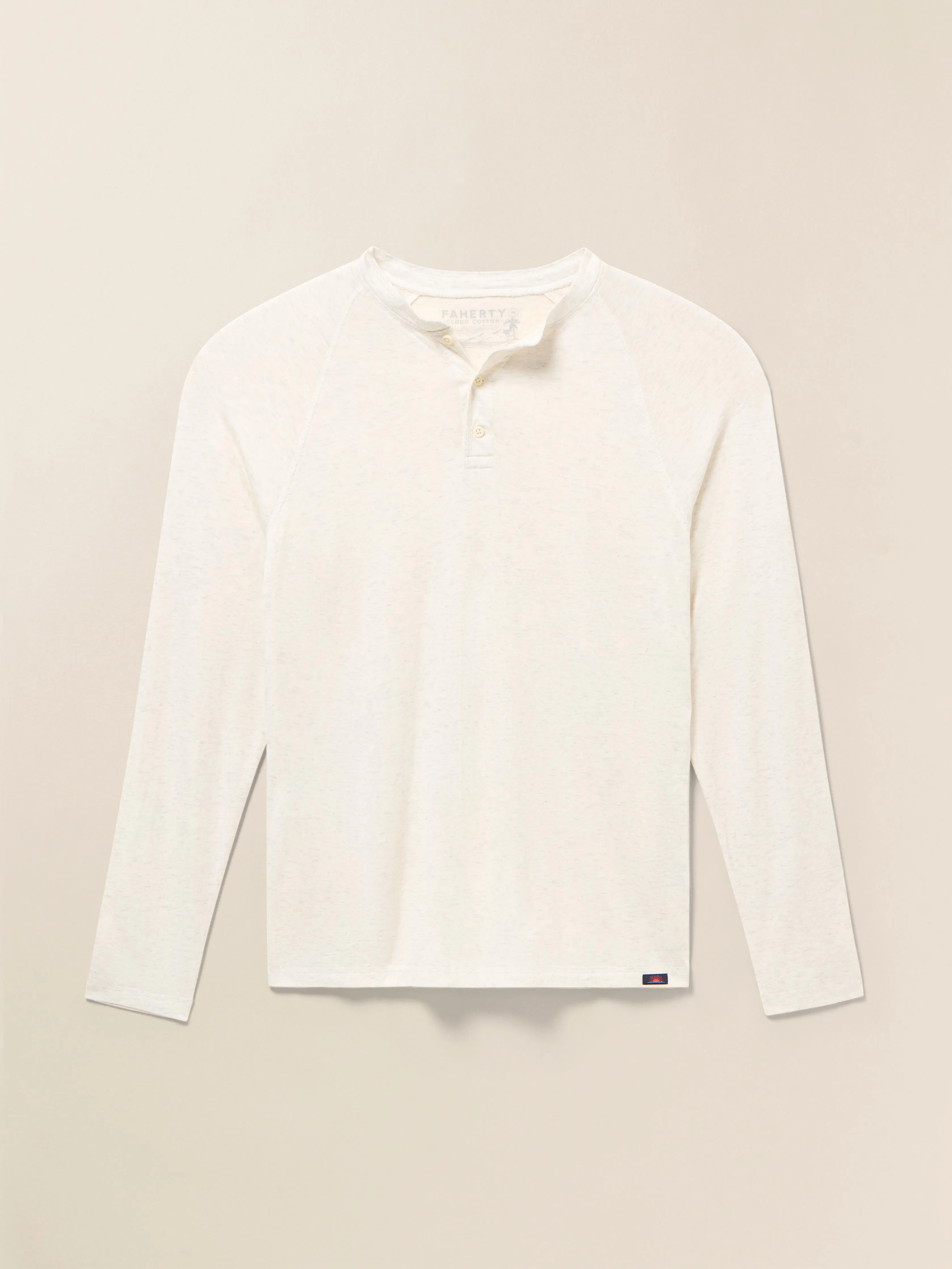Long-Sleeve Cloud Henley (Tall) - Ivory Heather sold by Faherty