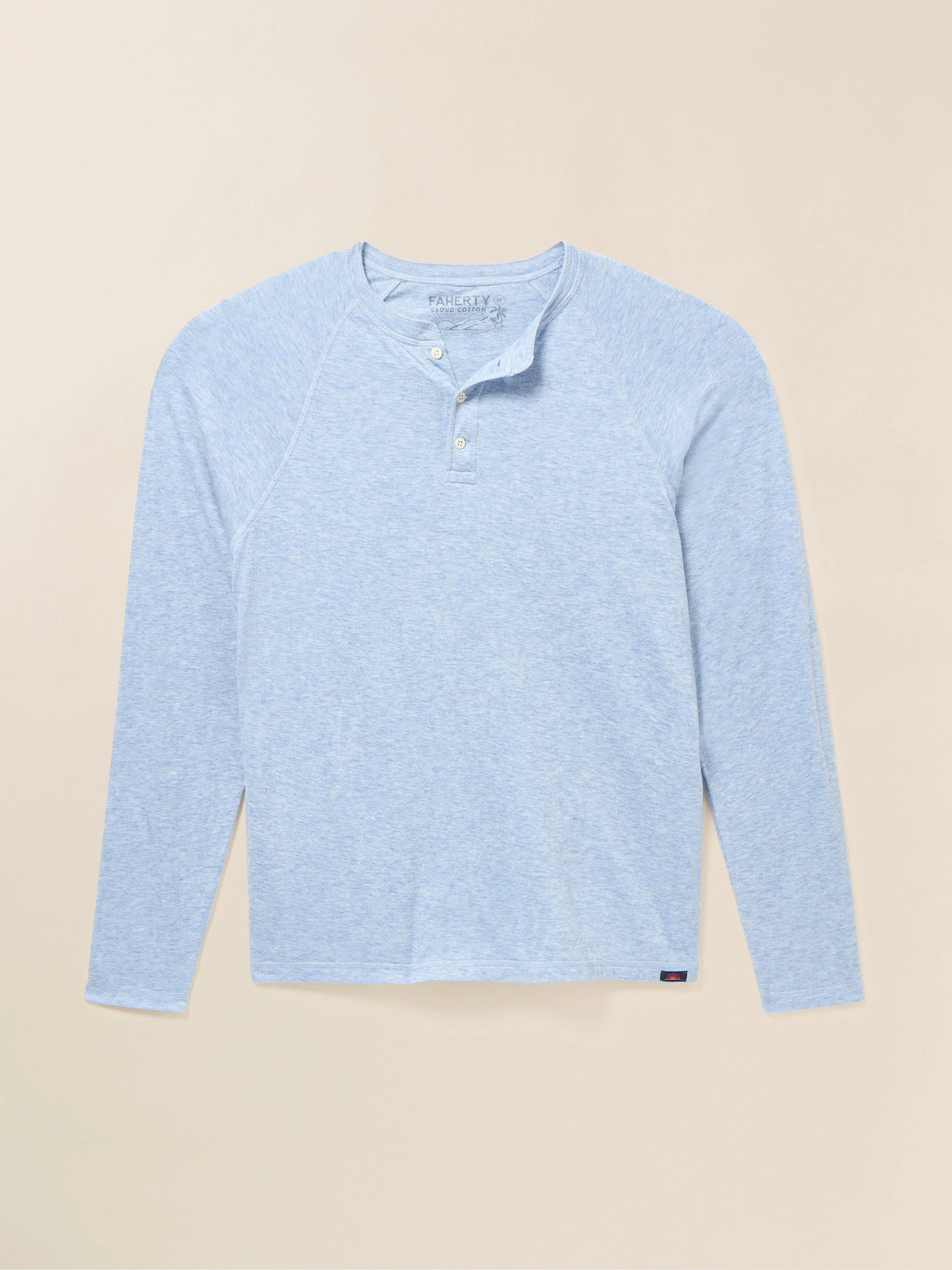 Long-Sleeve Cloud Henley (Tall) - Light Blue Heather sold by Faherty