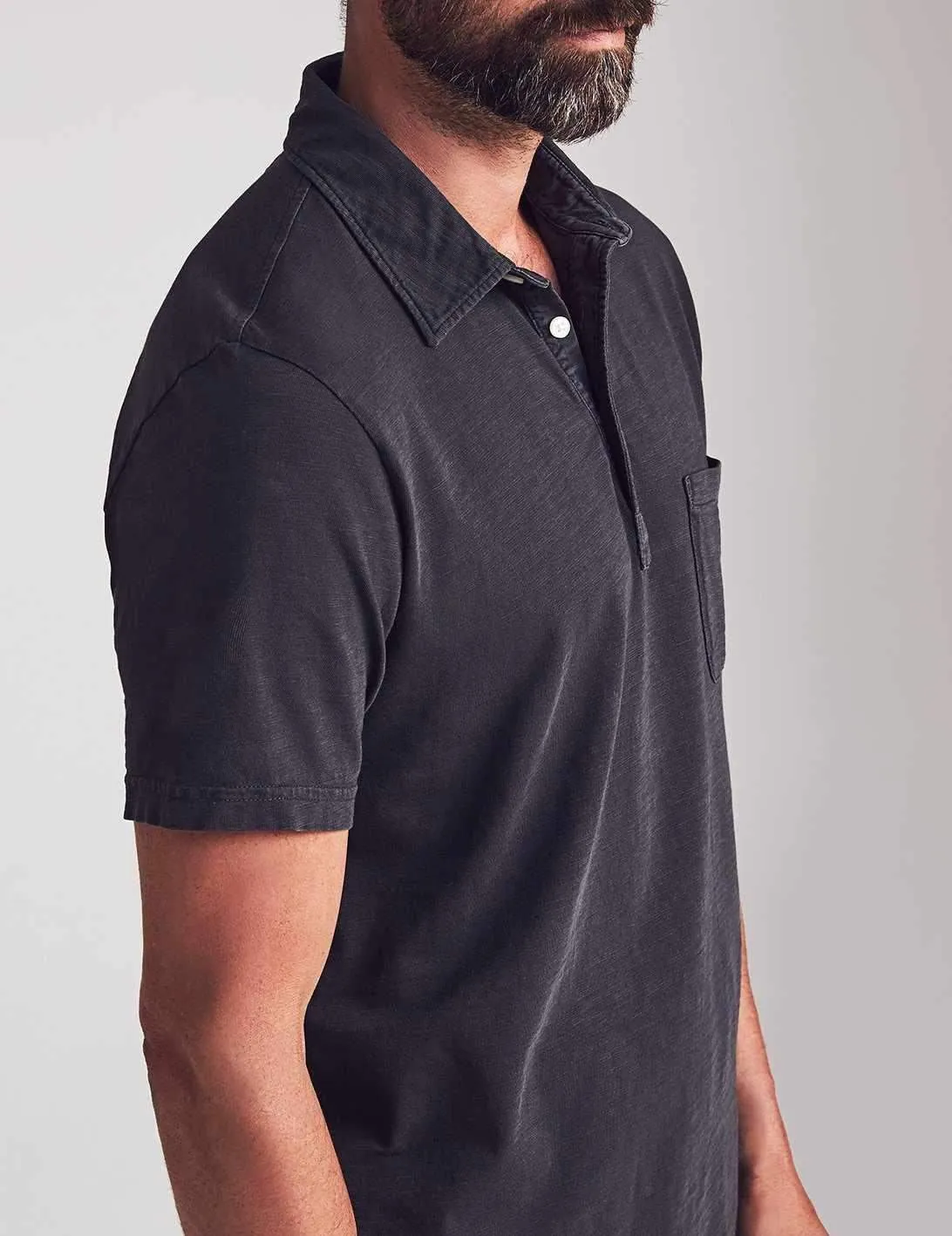 Sunwashed T-Shirt Polo - Washed Black sold by Faherty product image thumbnail 3