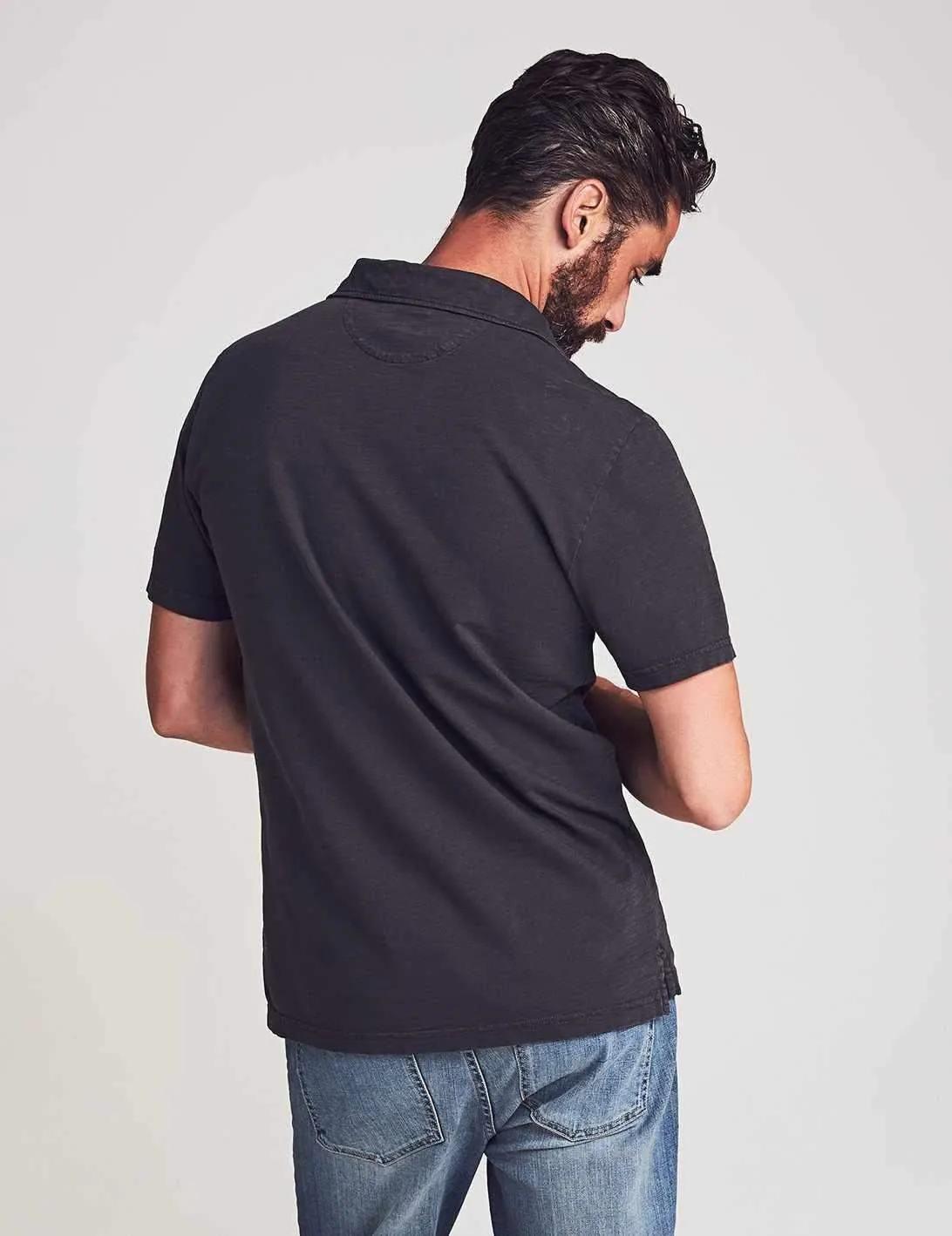 Sunwashed T-Shirt Polo - Washed Black sold by Faherty product image thumbnail 4