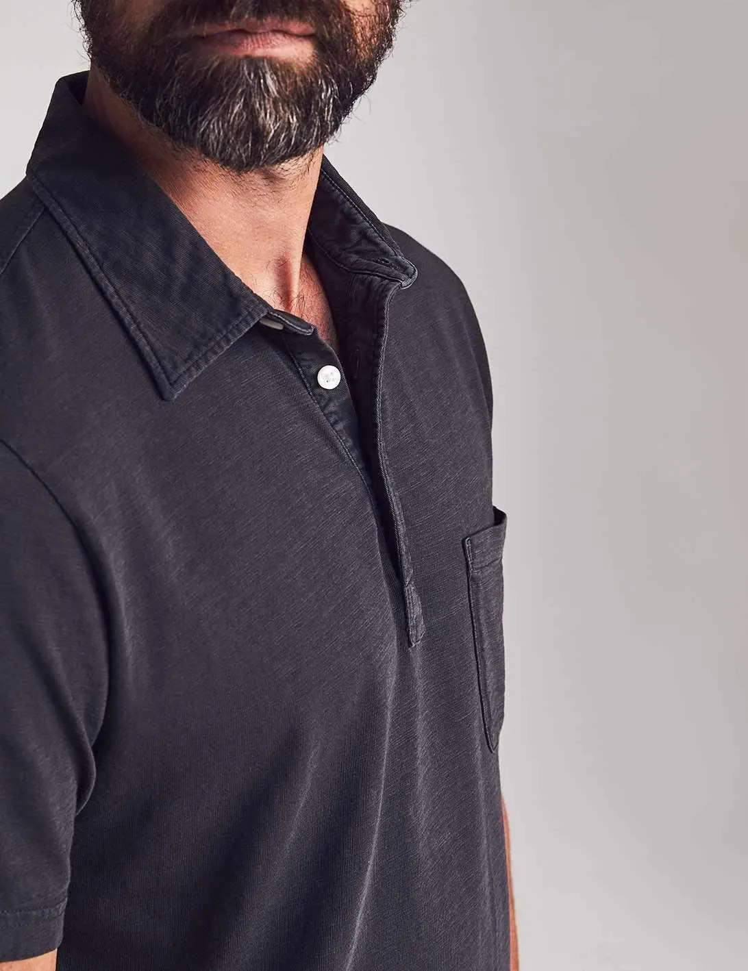 Sunwashed T-Shirt Polo - Washed Black sold by Faherty product image thumbnail 2