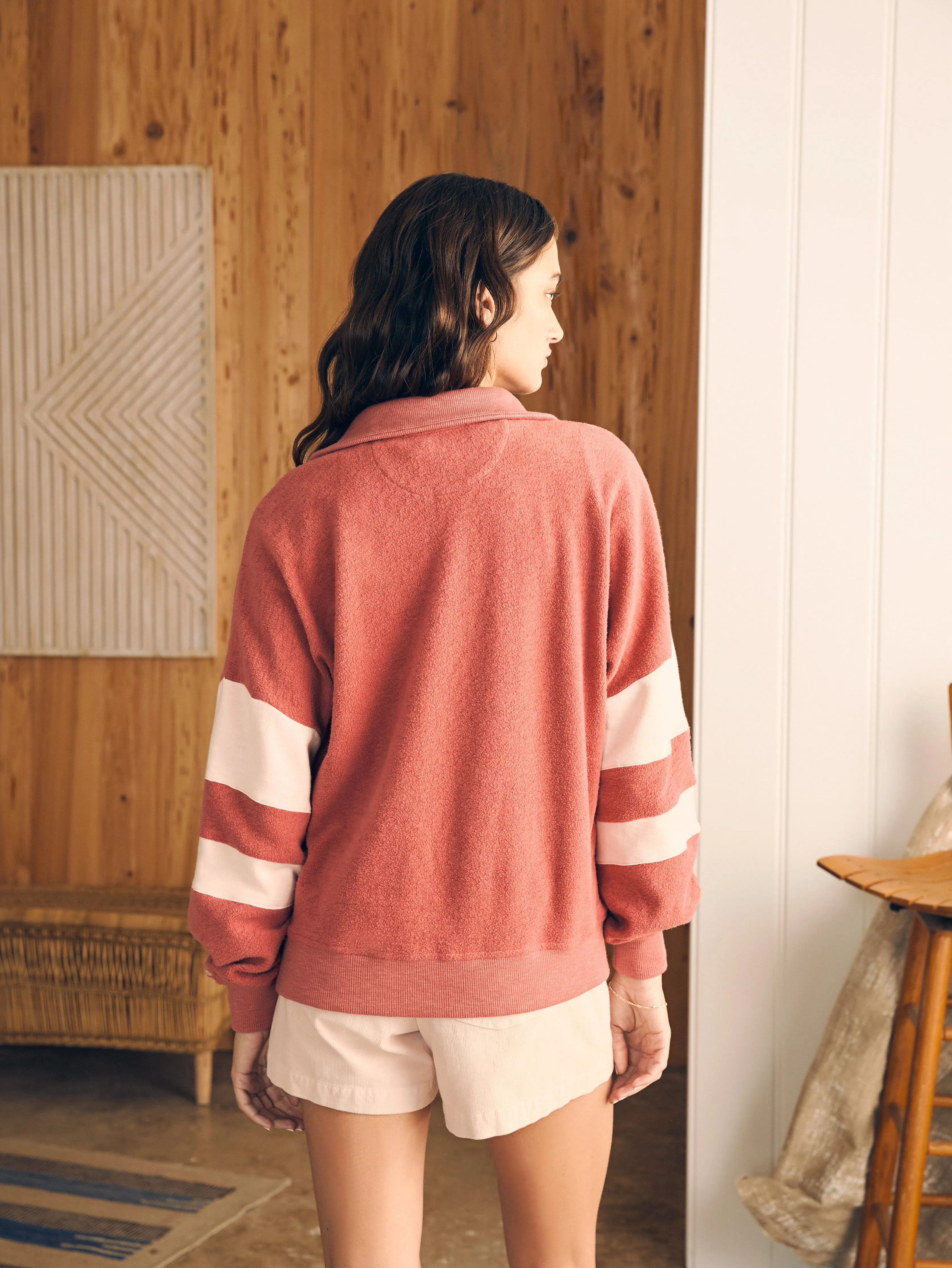 Beach Fleece Quarter Zip - Kelly Pink Multi sold by Faherty product image thumbnail 5