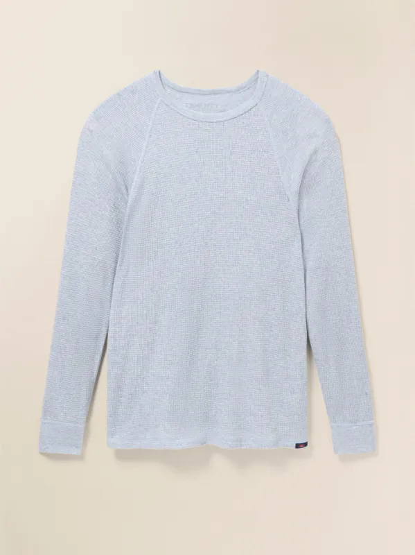 Long-Sleeve Cloud Waffle Crew - Frosty Slate Heather sold by Faherty