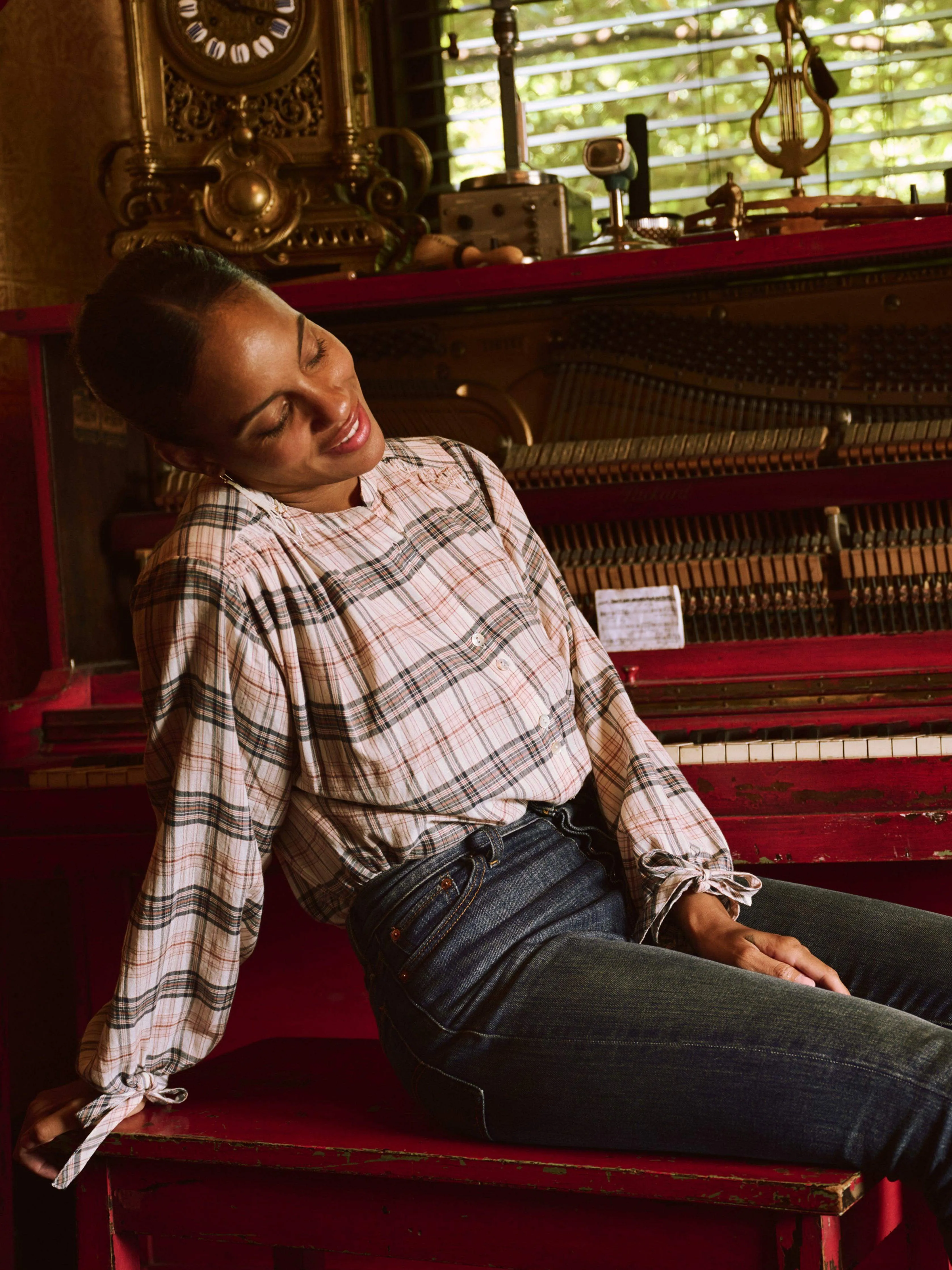 Everleigh Top - Cream Ellicott Plaid sold by Faherty