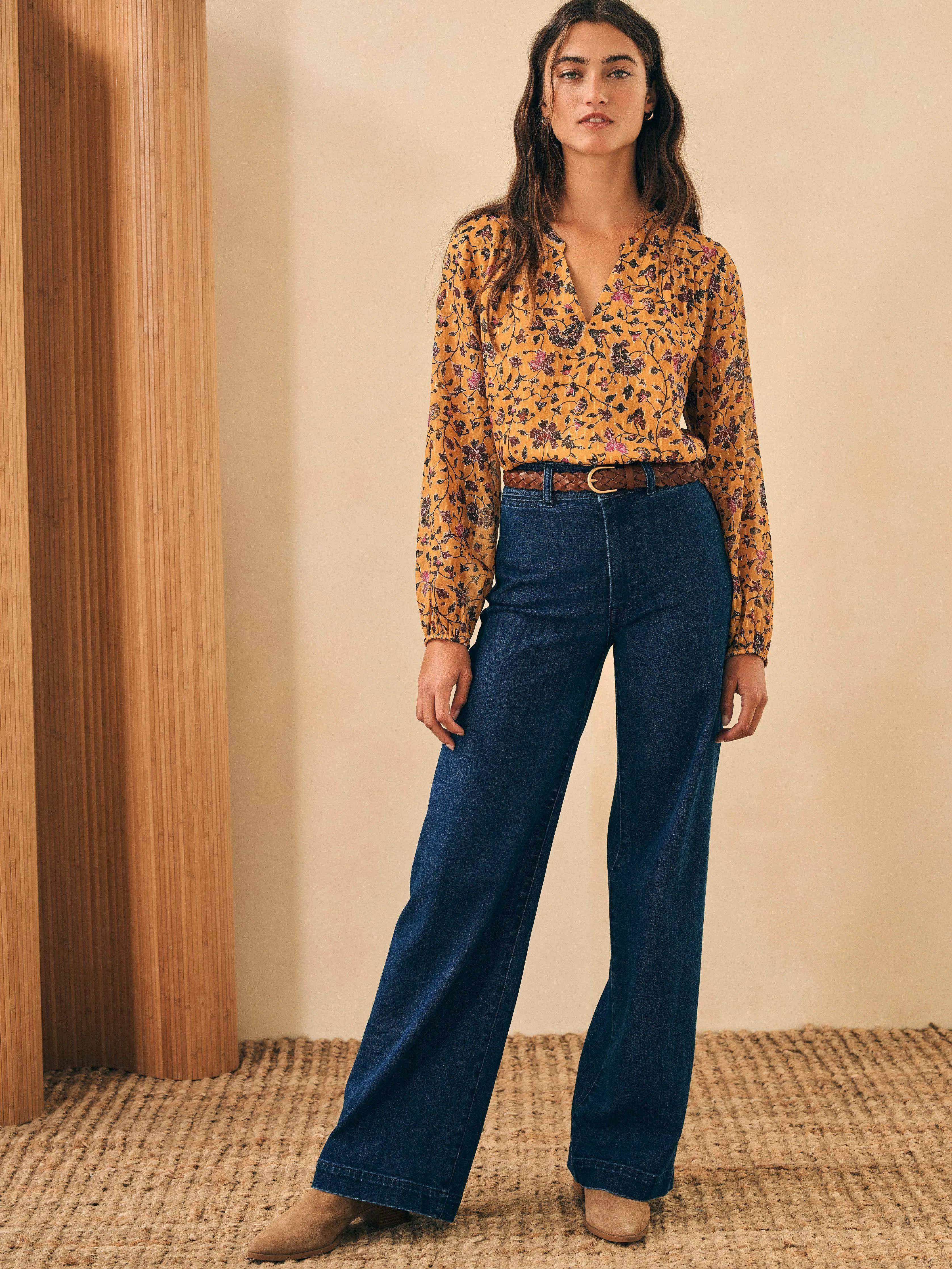 Silk Cotton Sage Wood Blouse - Tidal Bloom sold by Faherty product image thumbnail 2