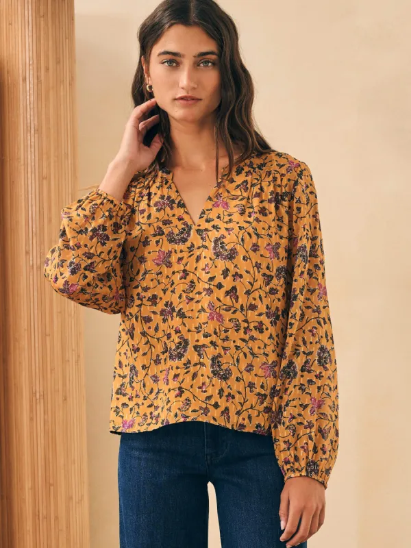 Silk Cotton Sage Wood Blouse - Tidal Bloom sold by Faherty