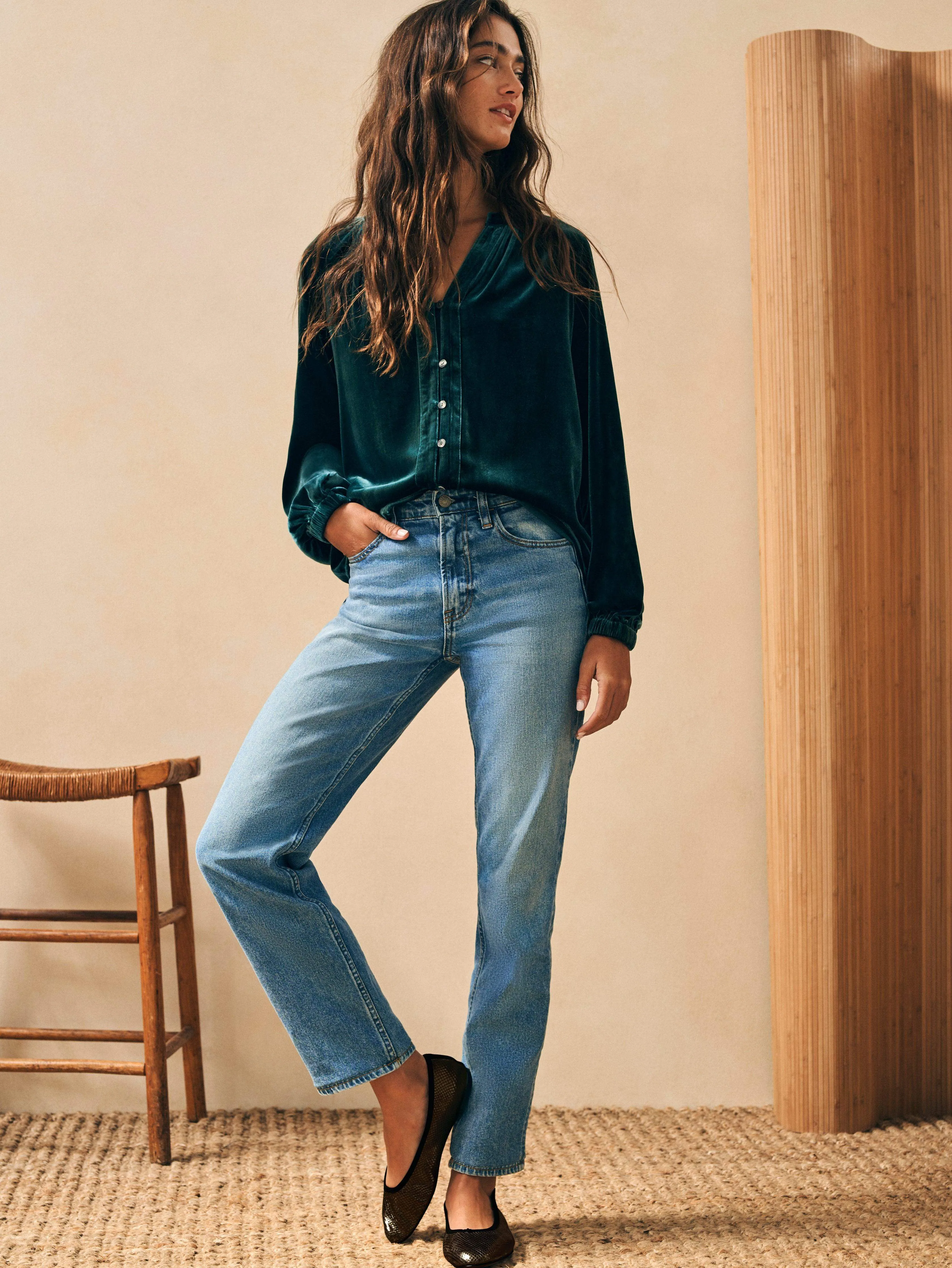 Stretch Silk Velvet Naomi Top - Sea Moss sold by Faherty product image thumbnail 2