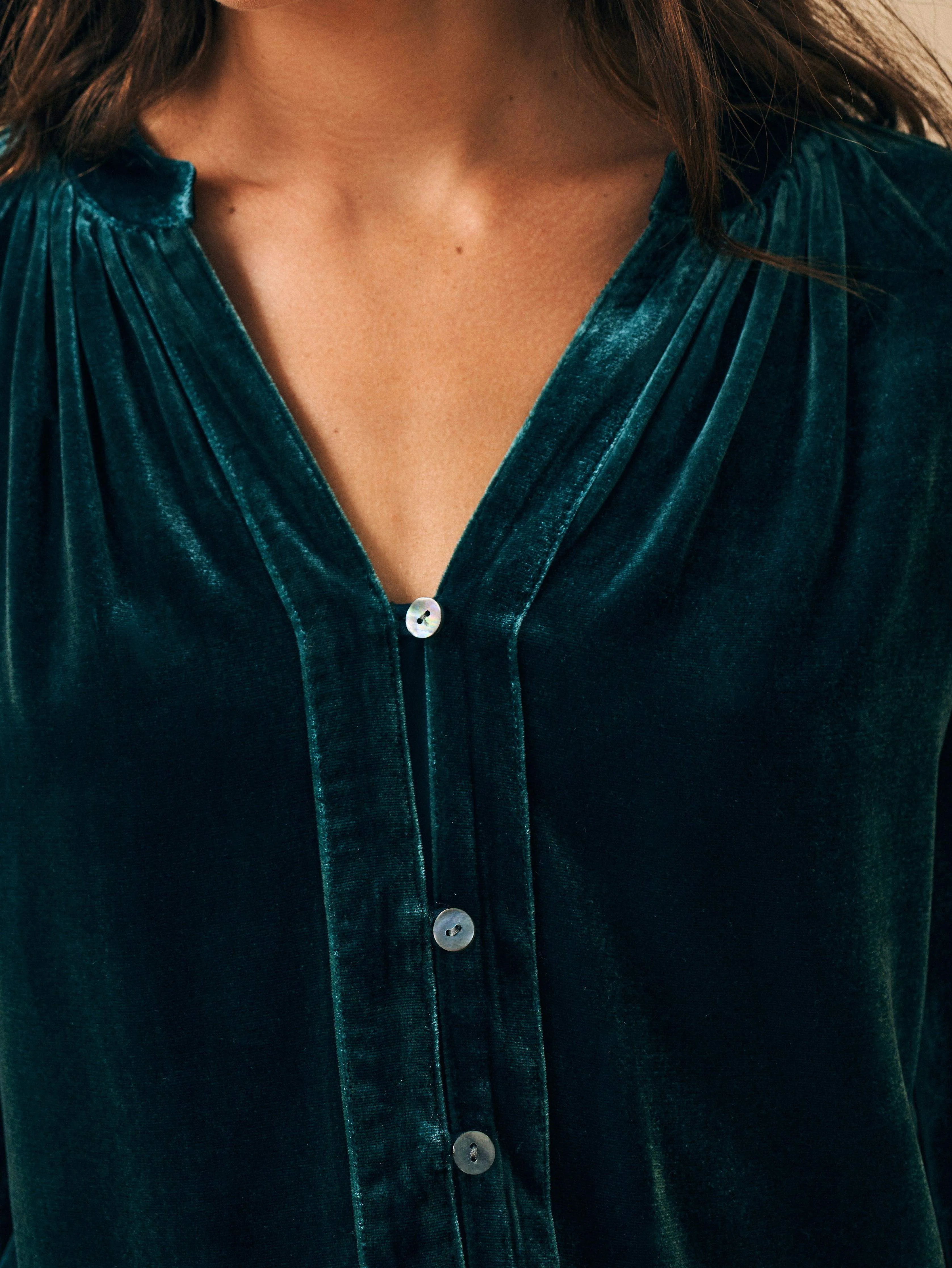 Stretch Silk Velvet Naomi Top - Sea Moss sold by Faherty product image thumbnail 3
