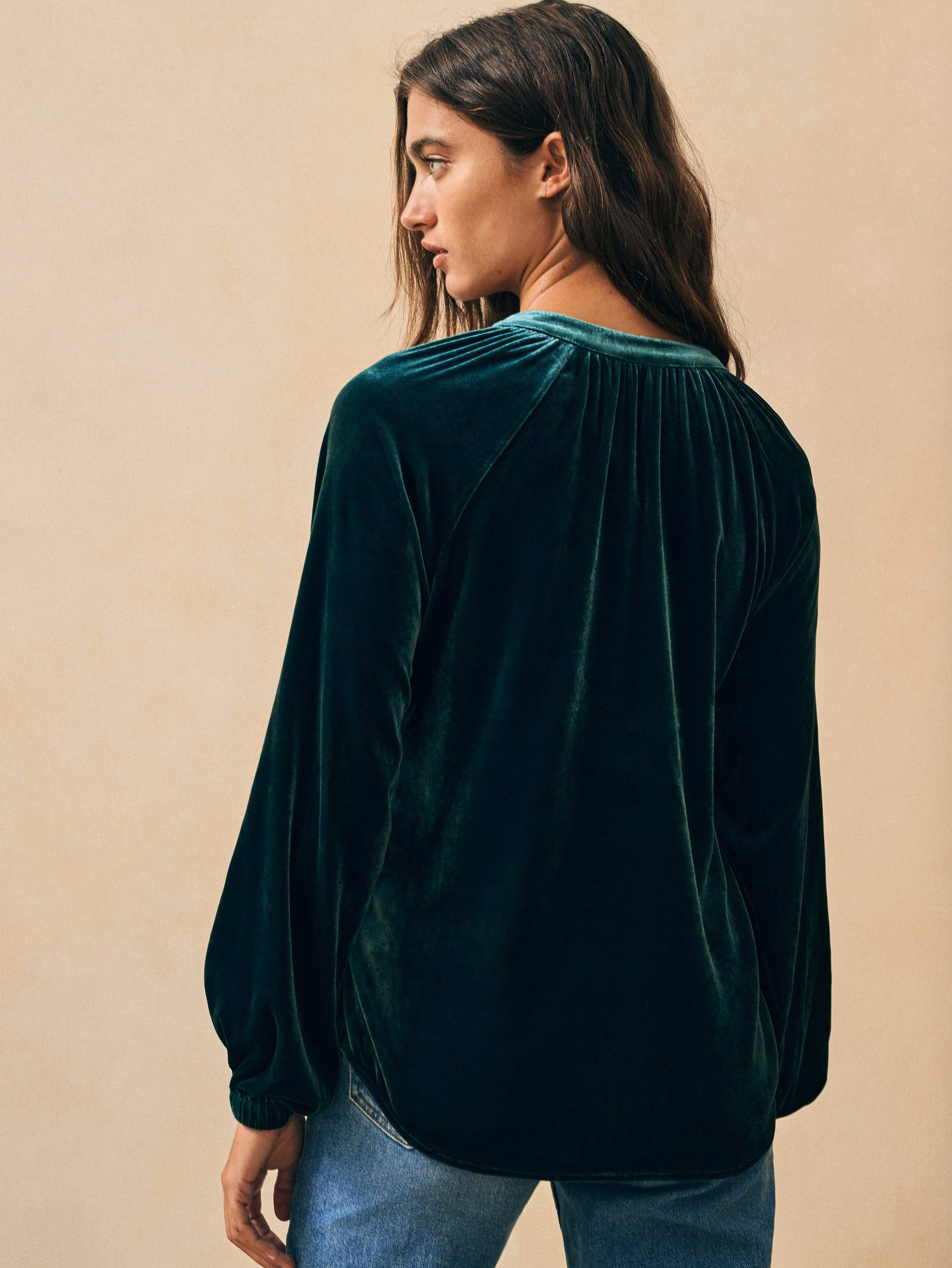 Stretch Silk Velvet Naomi Top - Sea Moss sold by Faherty product image thumbnail 5