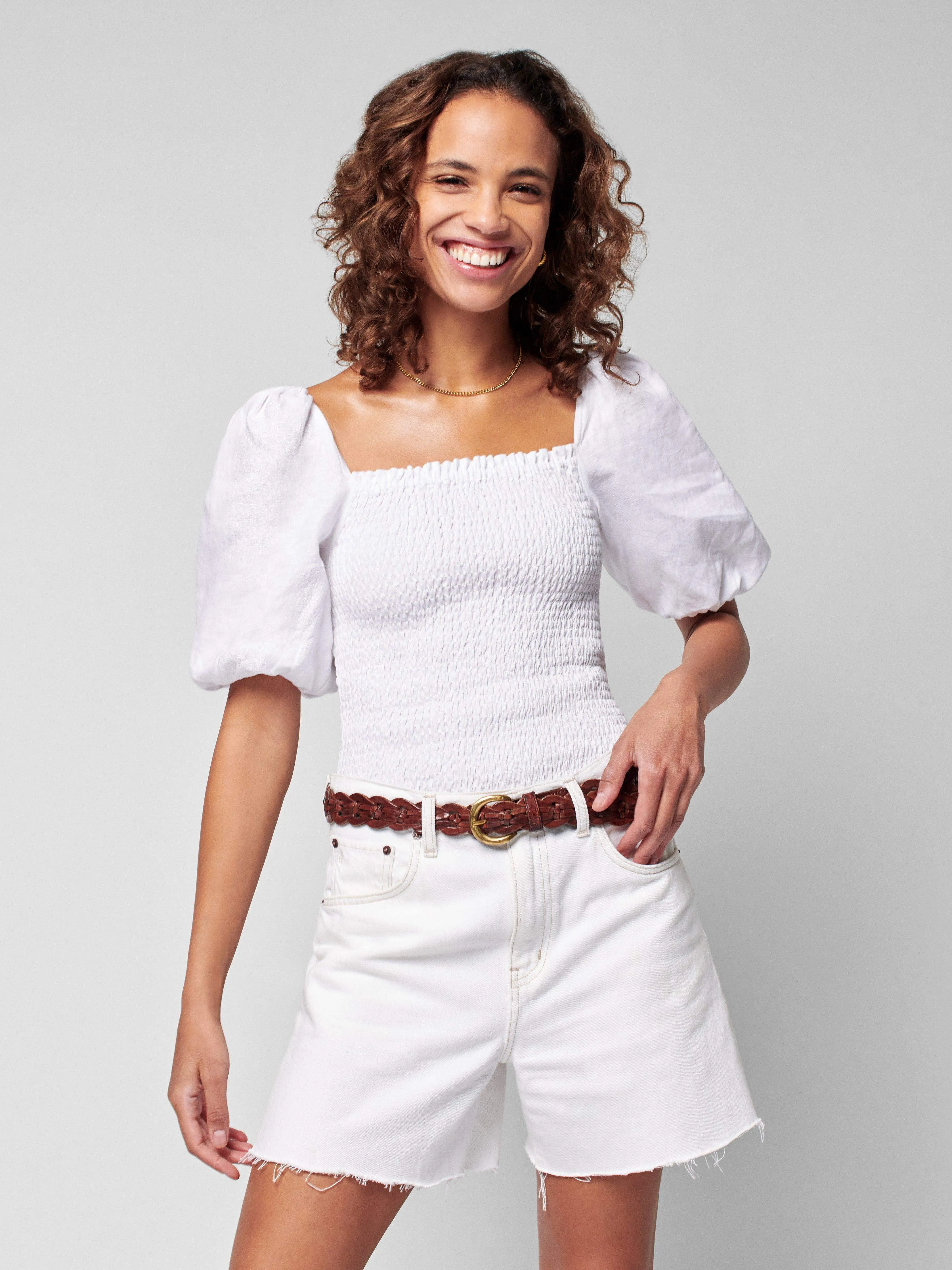 Frankie Linen Top - Oyster sold by Faherty
