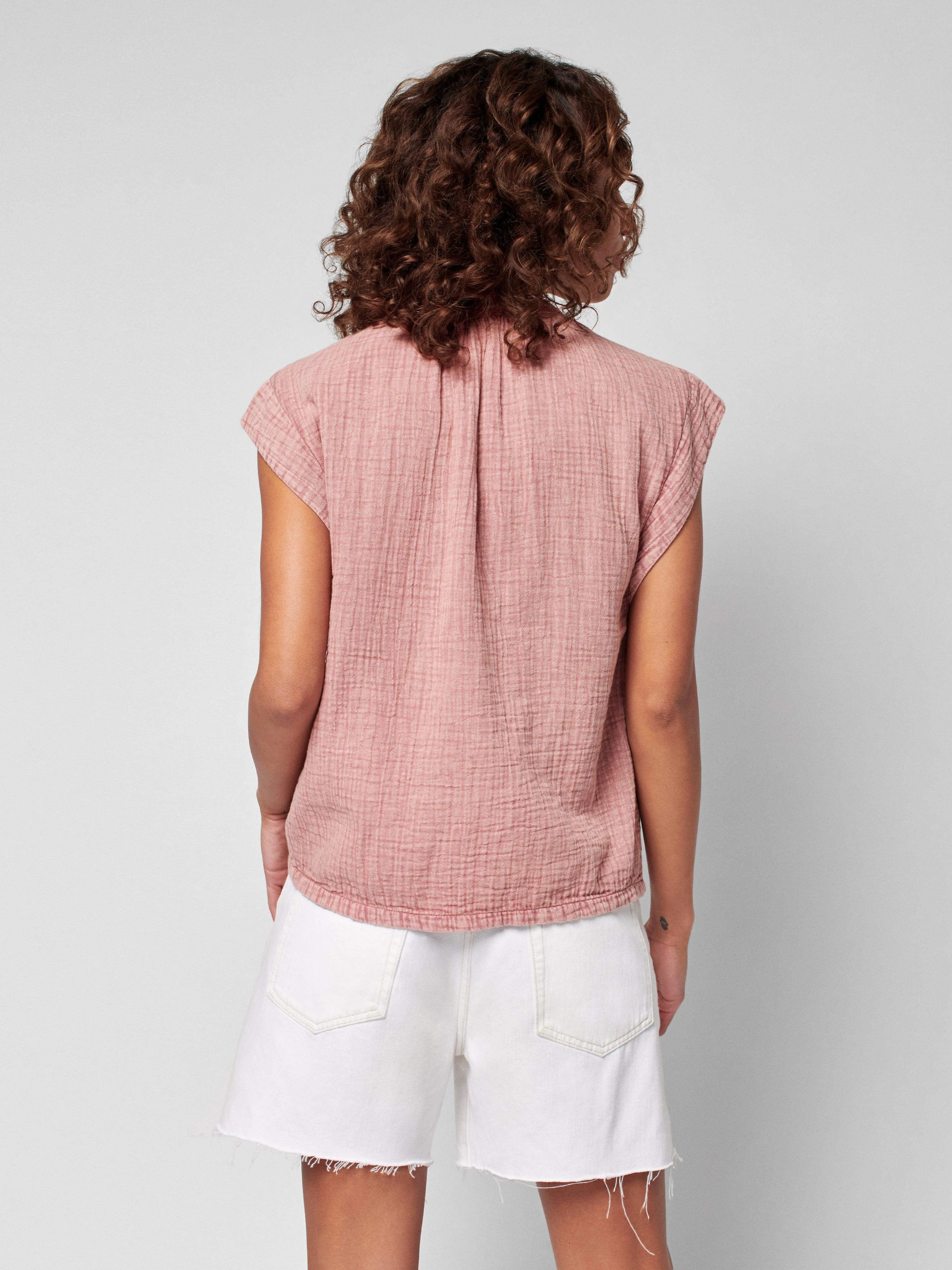 Dream Cotton Gauze Lucia Top - Sunwashed Dusty Rose sold by Faherty product image thumbnail 5