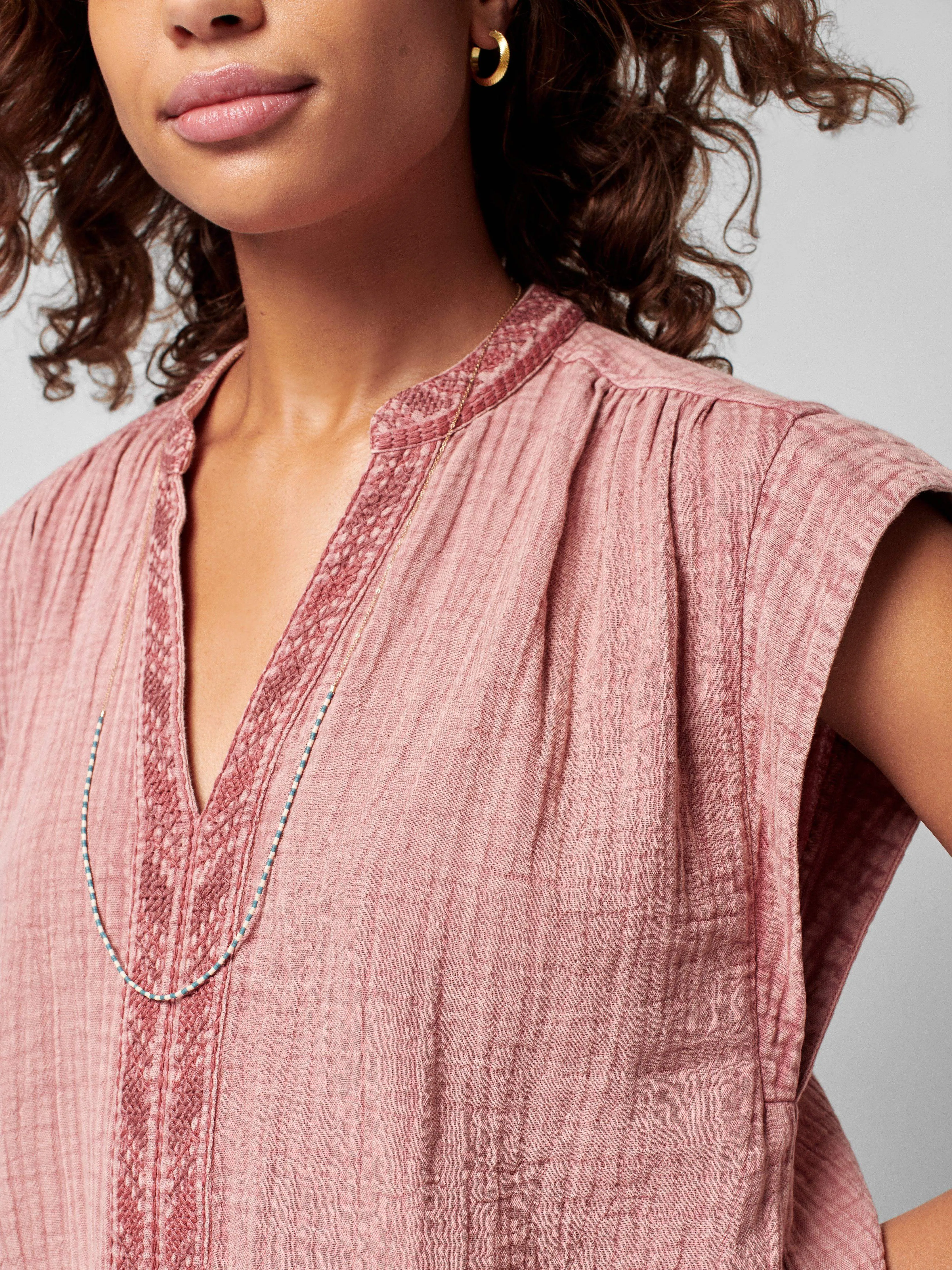 Dream Cotton Gauze Lucia Top - Sunwashed Dusty Rose sold by Faherty product image thumbnail 2