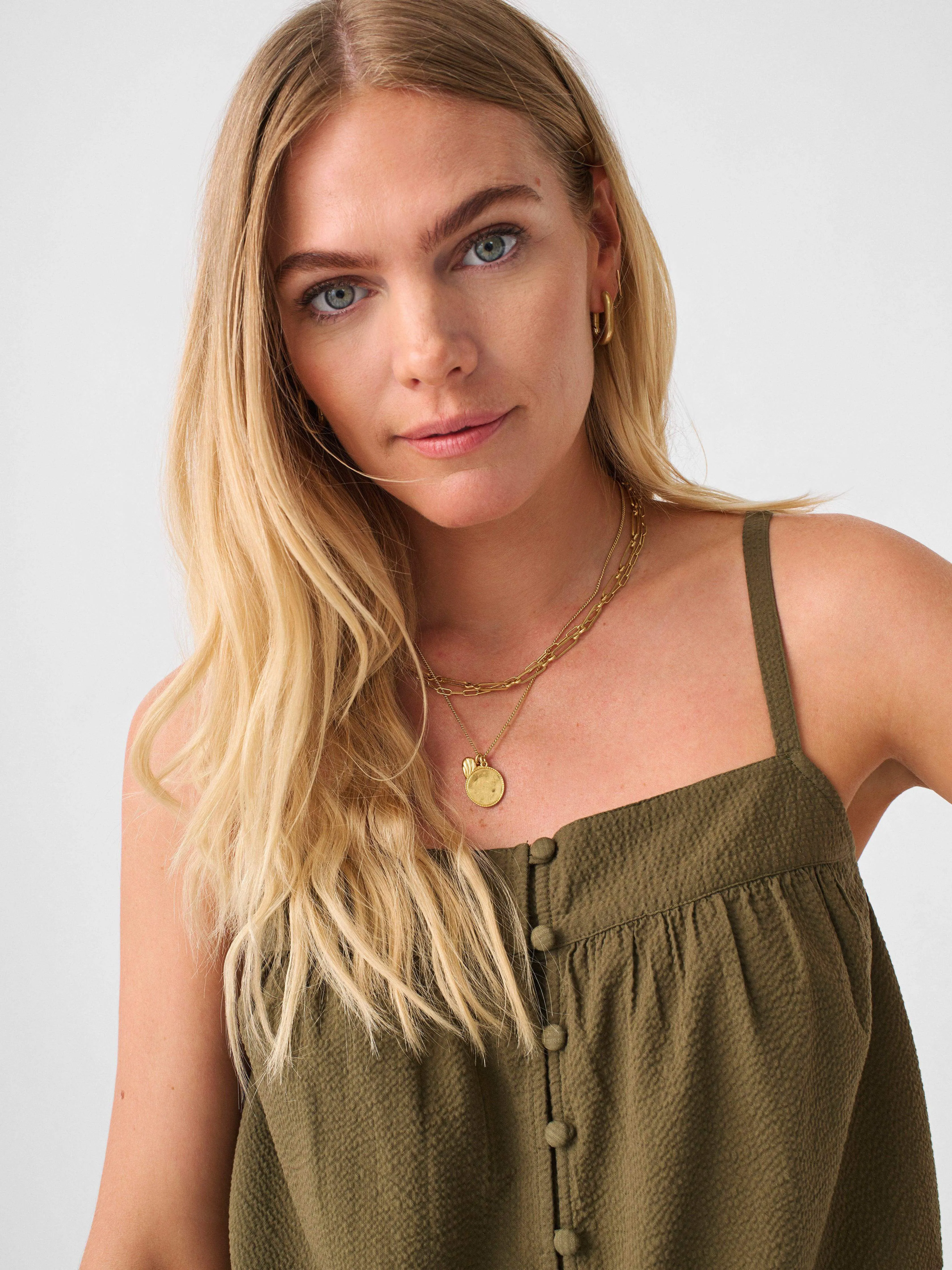 Marina Seersucker Top - Military Olive sold by Faherty product image thumbnail 4