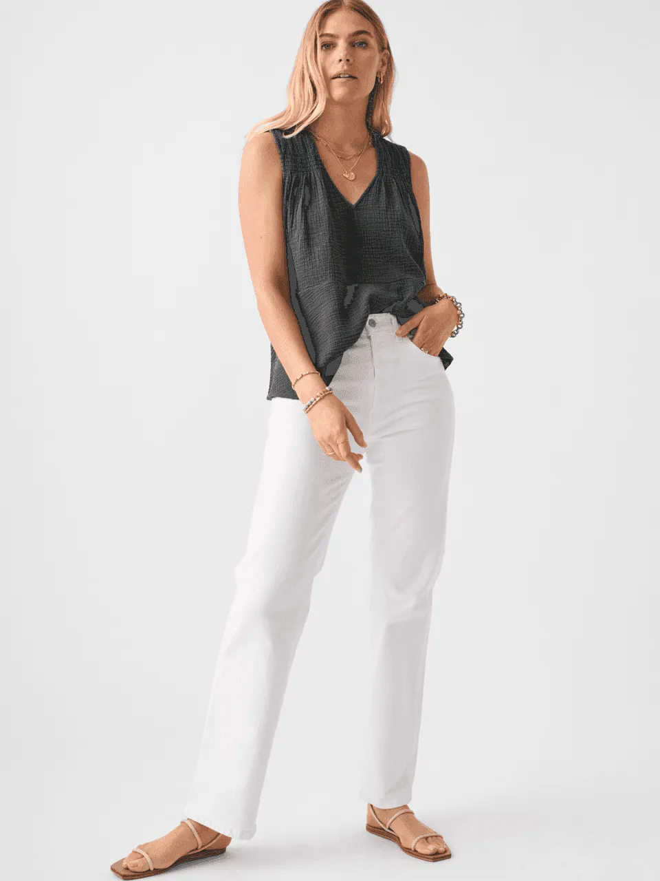 Dream Cotton Gauze Ainsley Top - Washed Black sold by Faherty product image thumbnail 3