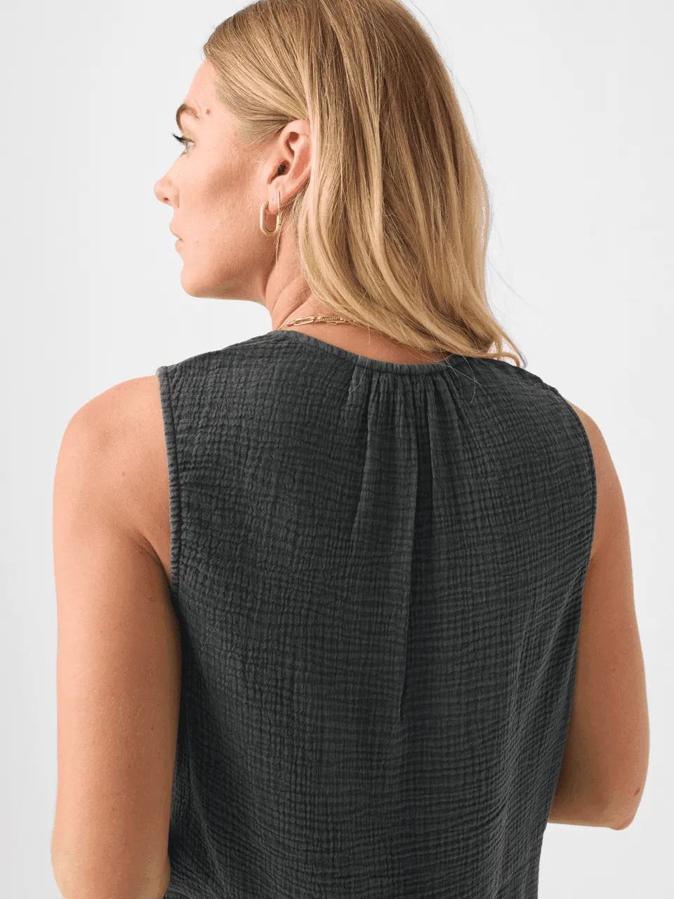 Dream Cotton Gauze Ainsley Top - Washed Black sold by Faherty product image thumbnail 5