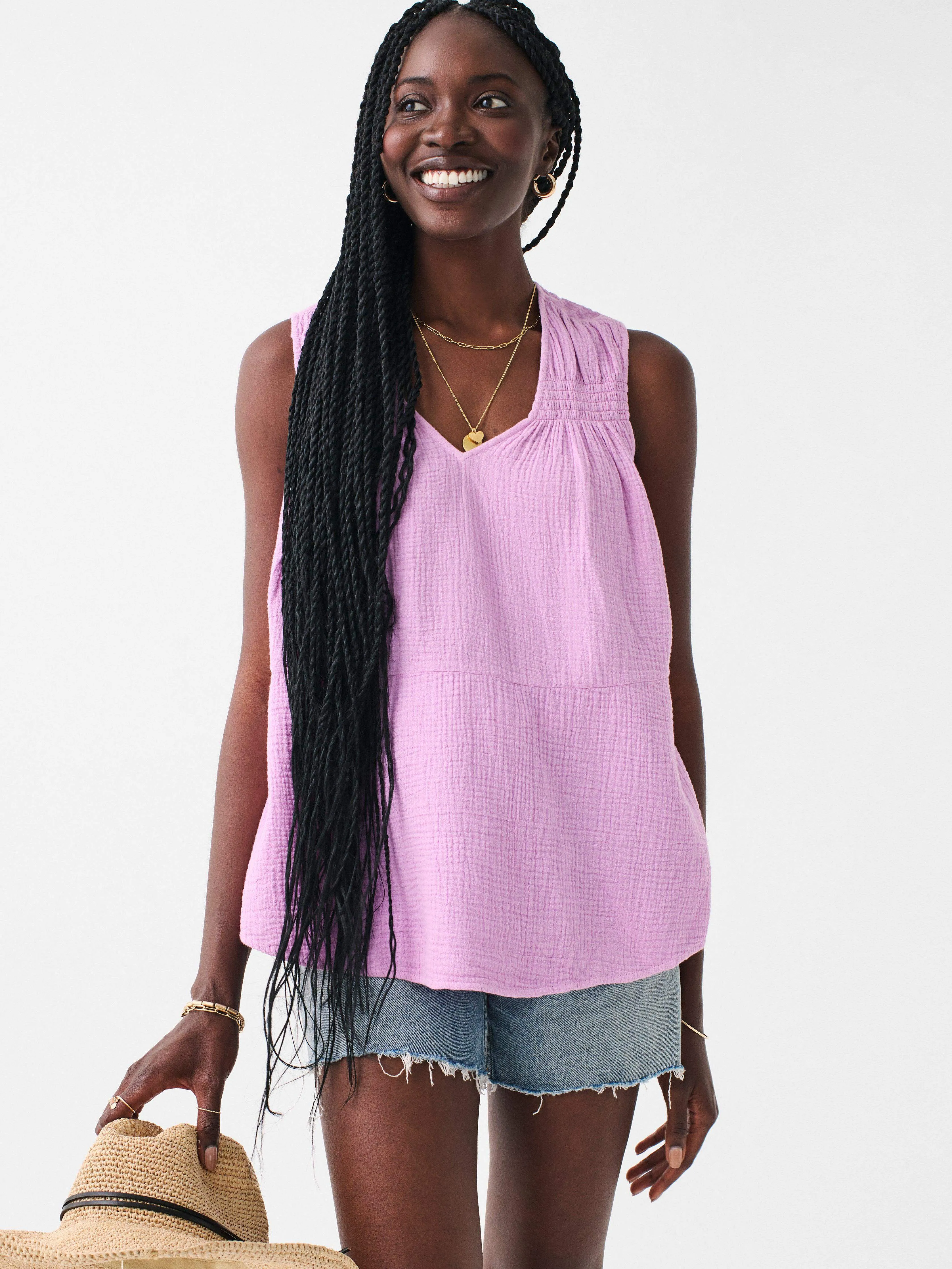 Dream Cotton Gauze Ainsley Top - Nirvana sold by Faherty