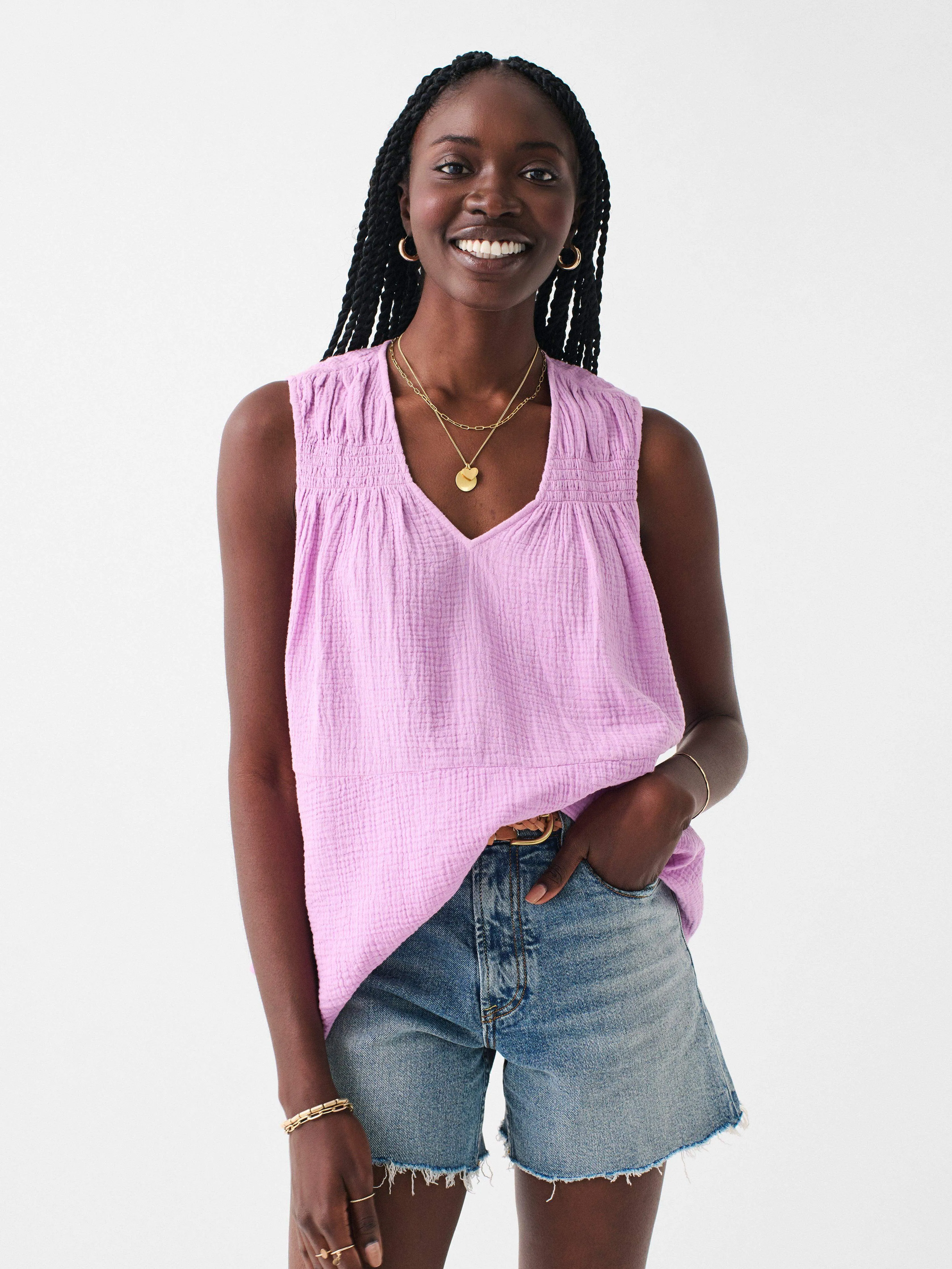 Dream Cotton Gauze Ainsley Top - Nirvana sold by Faherty product image thumbnail 2