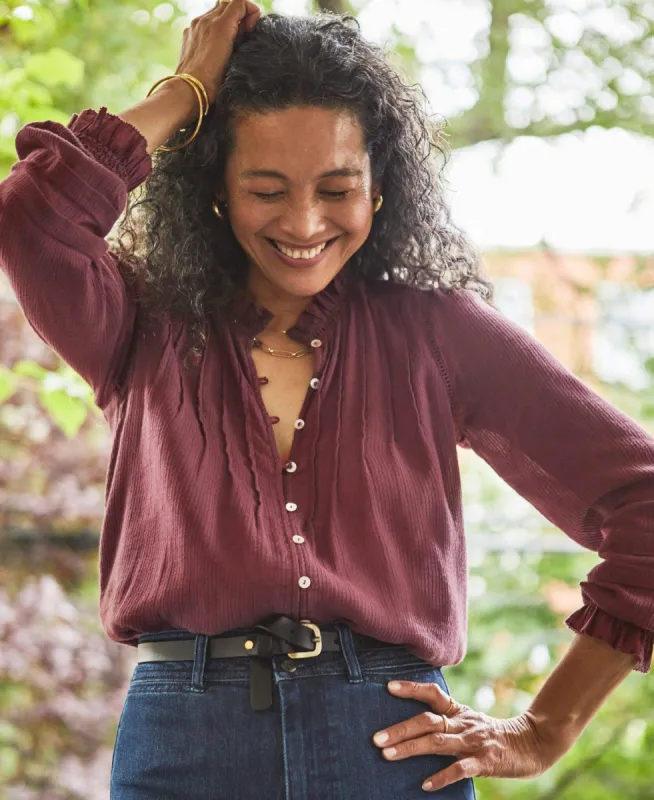 Willa Blouse - Catawaba Grape sold by Faherty