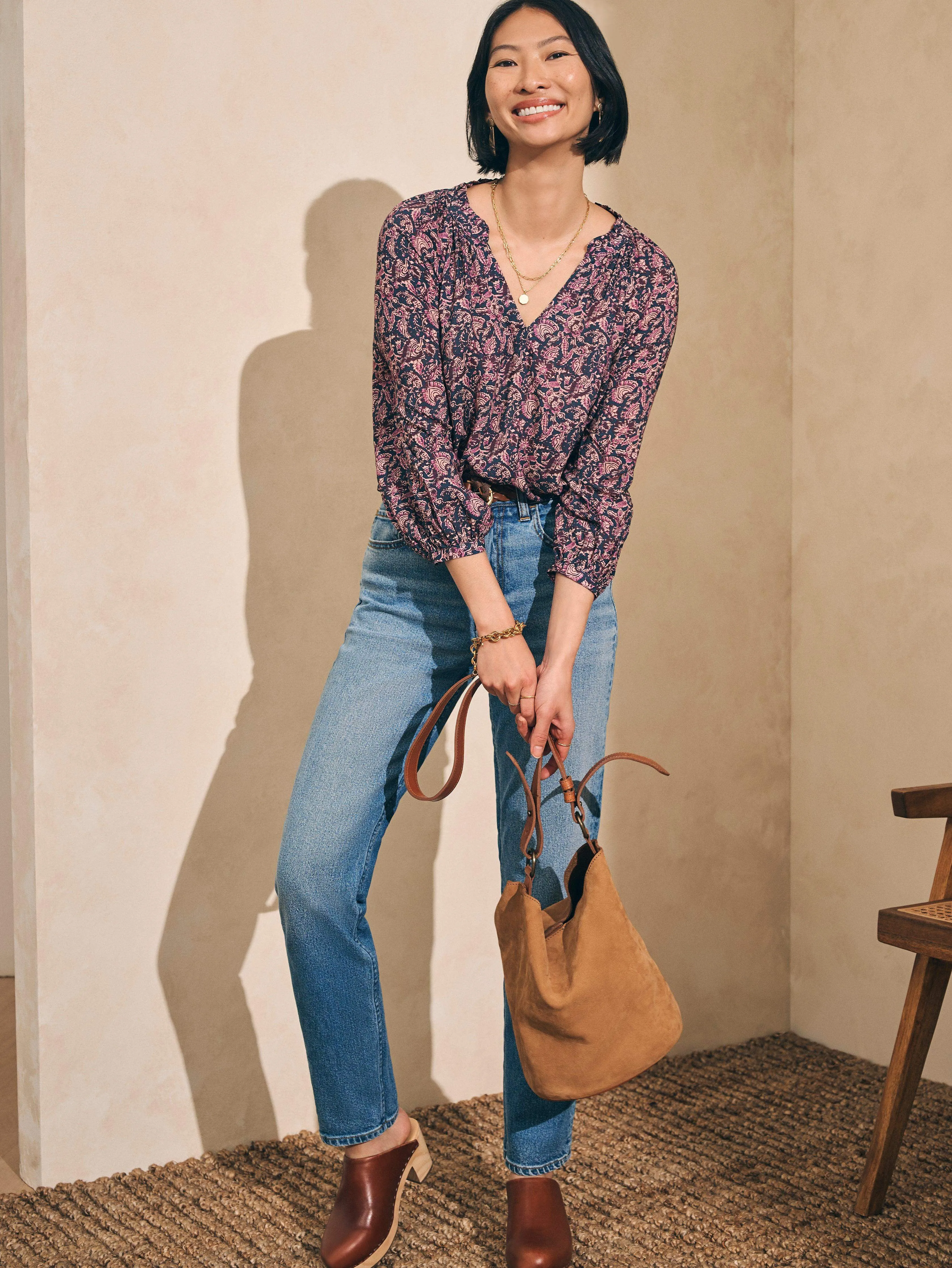 Portia Top - Fiona Block Print sold by Faherty product image thumbnail 2