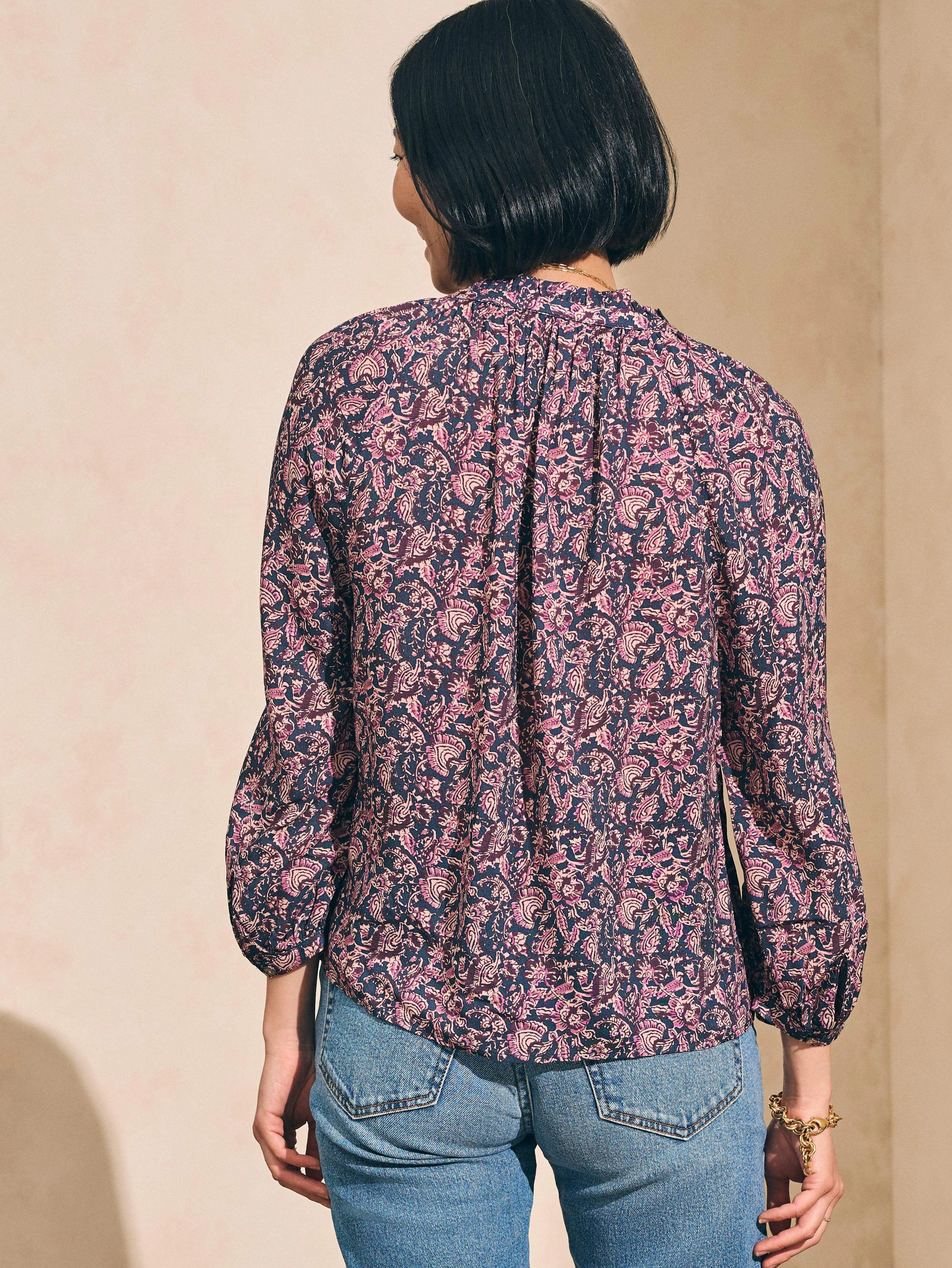 Portia Top - Fiona Block Print sold by Faherty product image thumbnail 4