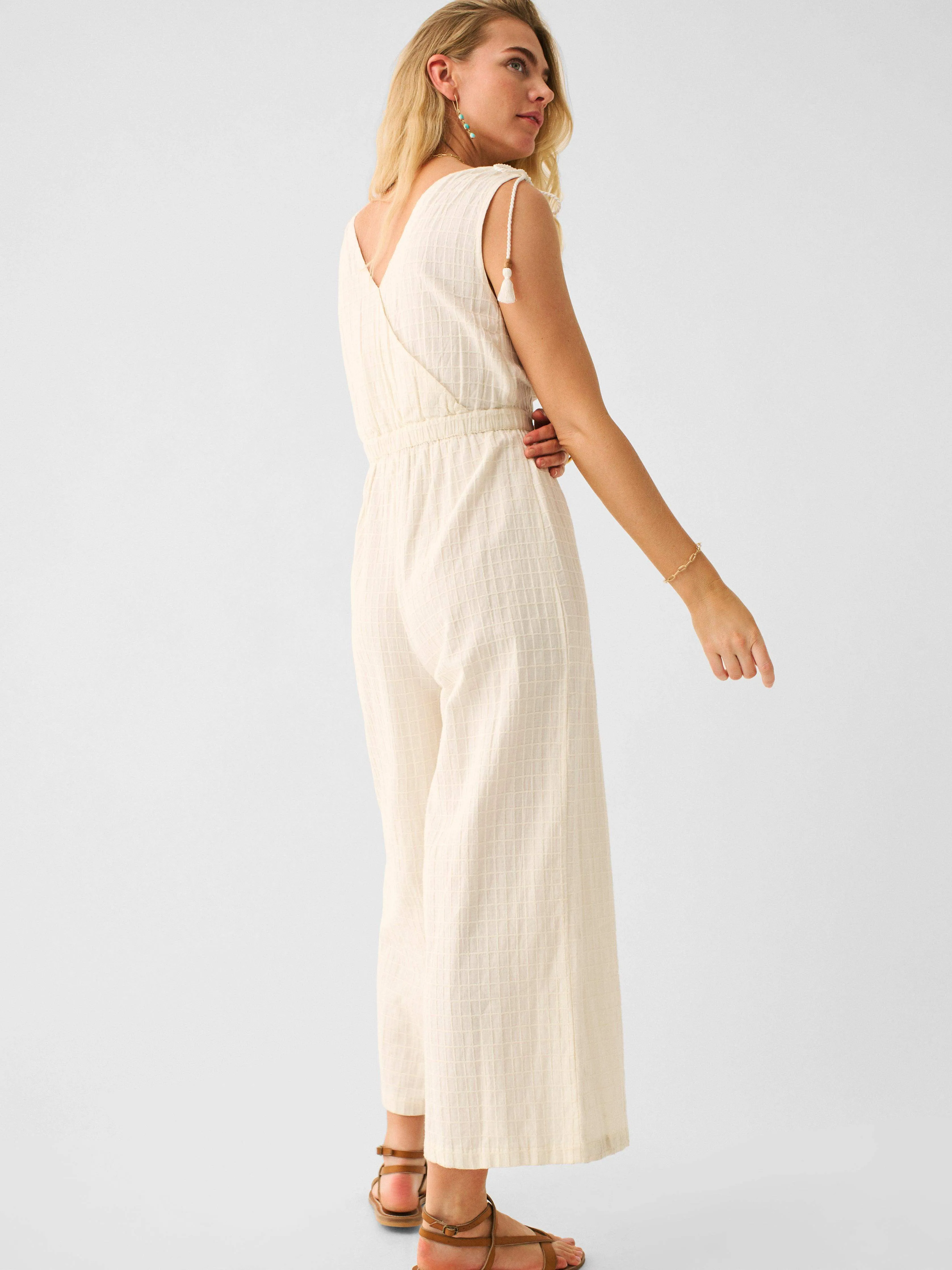 Rowe Windowpane Jumpsuit - Egret sold by Faherty product image thumbnail 5