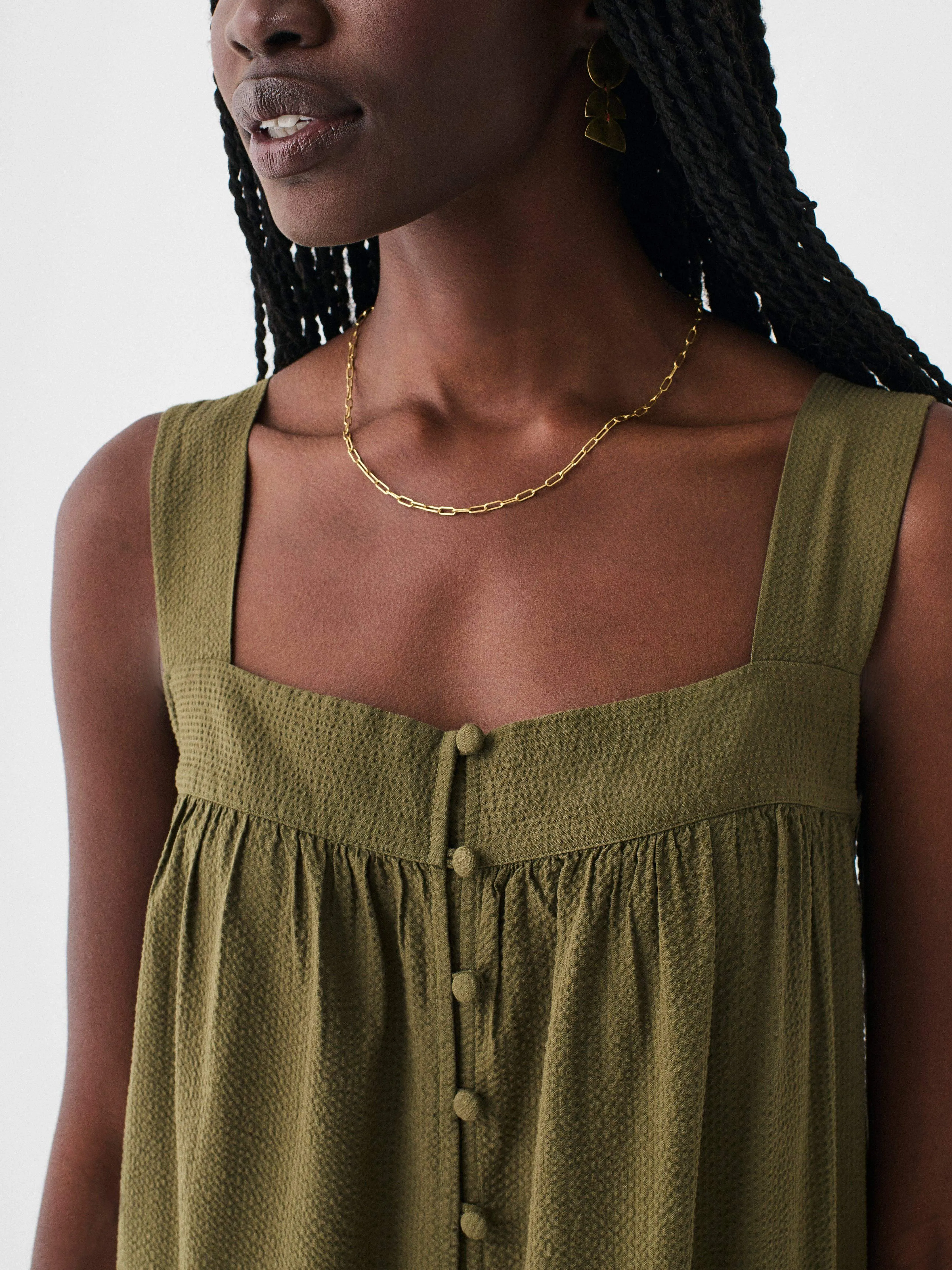 Marina Seersucker Dress - Military Olive sold by Faherty product image thumbnail 2