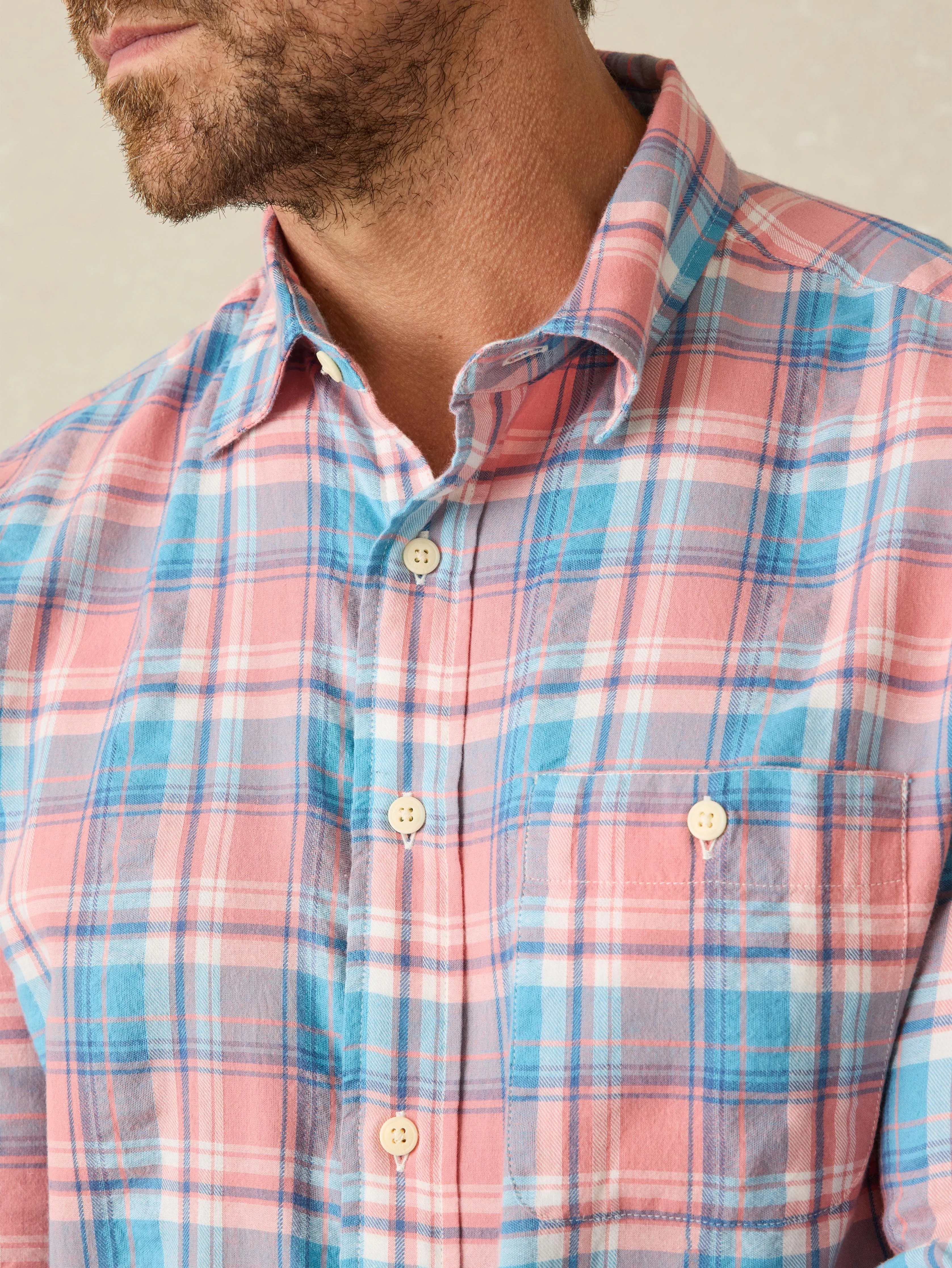 Delray Shirt - Sun Berry Plaid sold by Faherty product image thumbnail 5