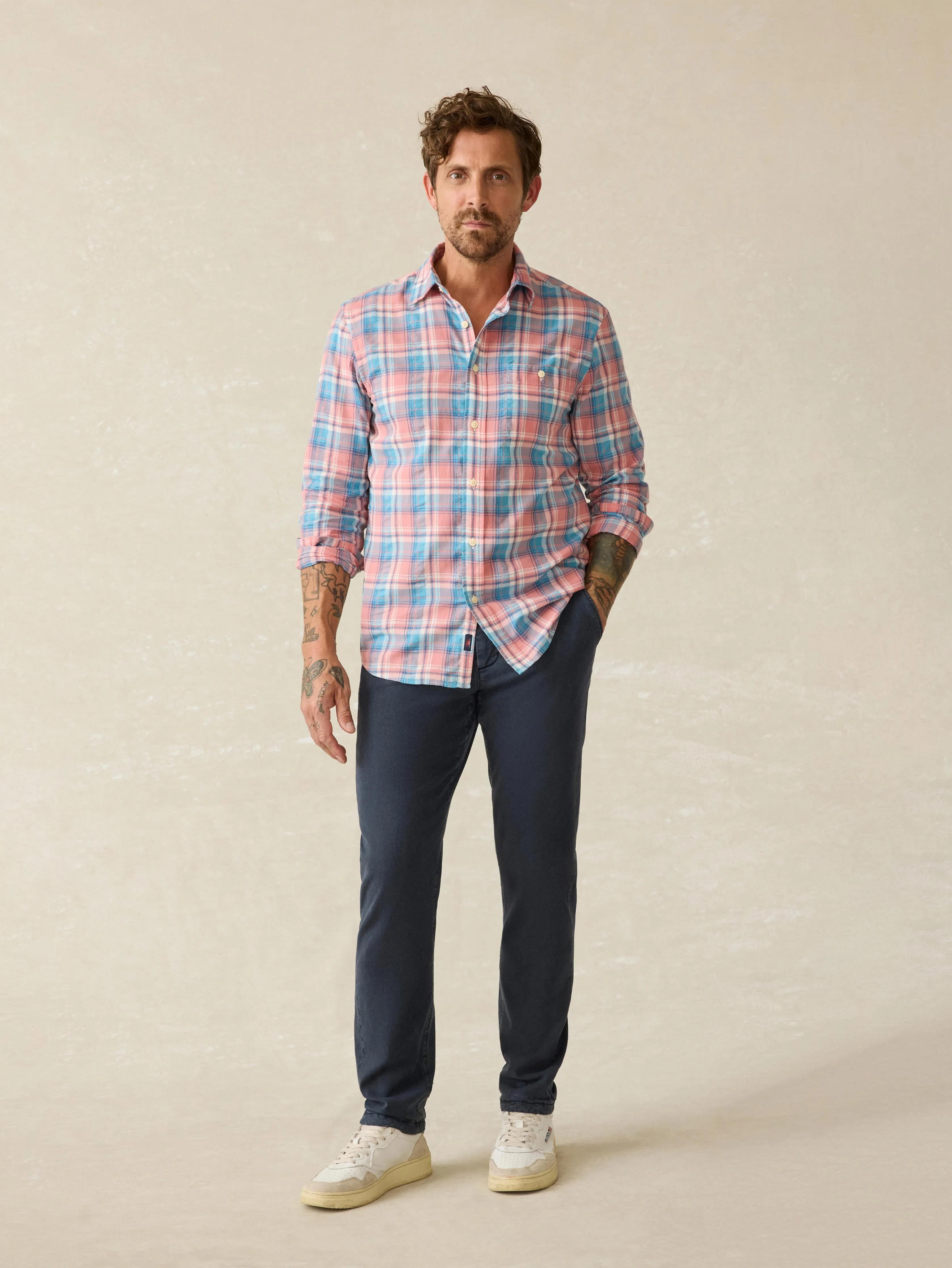 Delray Shirt - Sun Berry Plaid sold by Faherty product image thumbnail 4