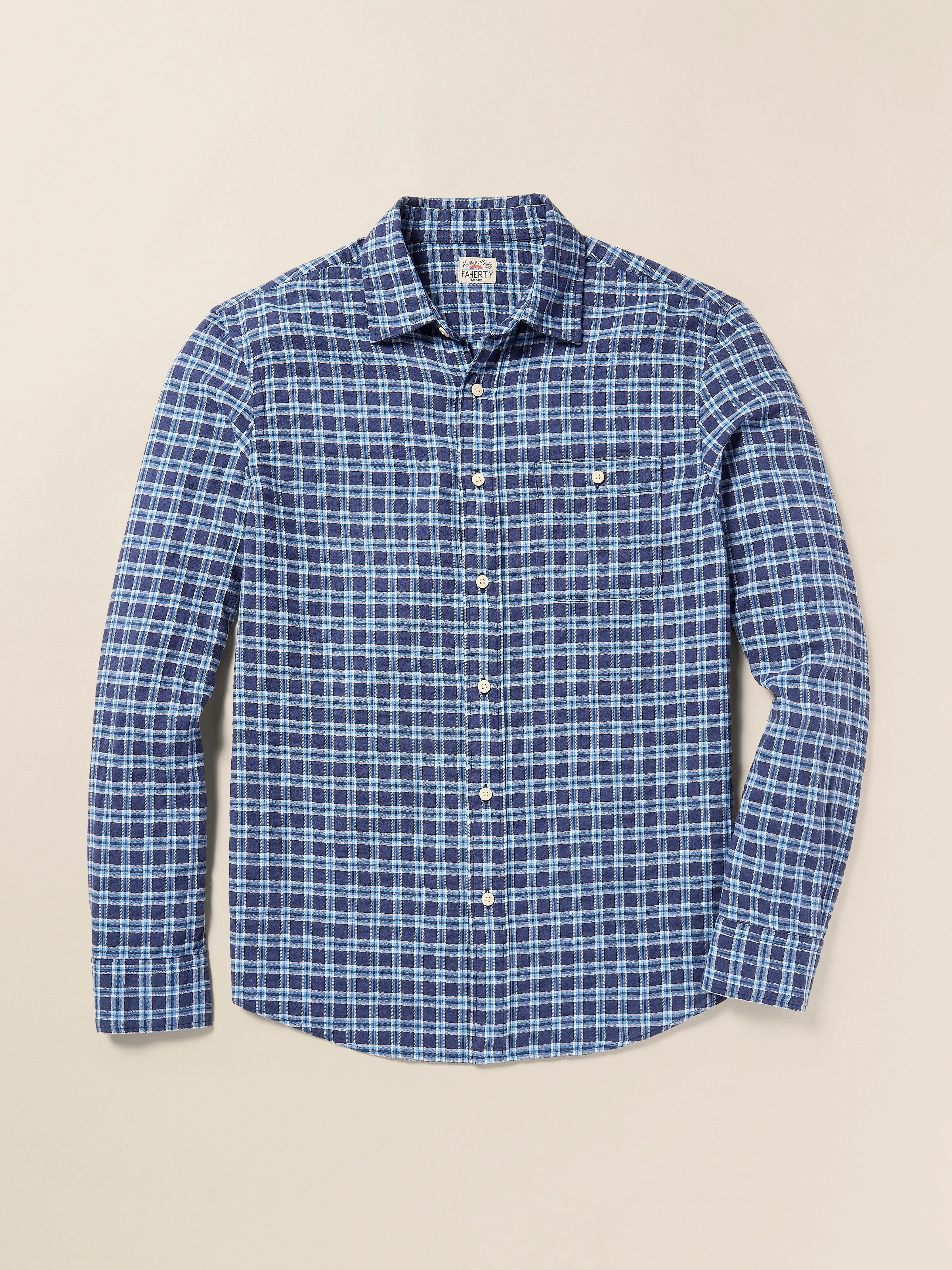 Delray Shirt - Navy Vista Plaid sold by Faherty