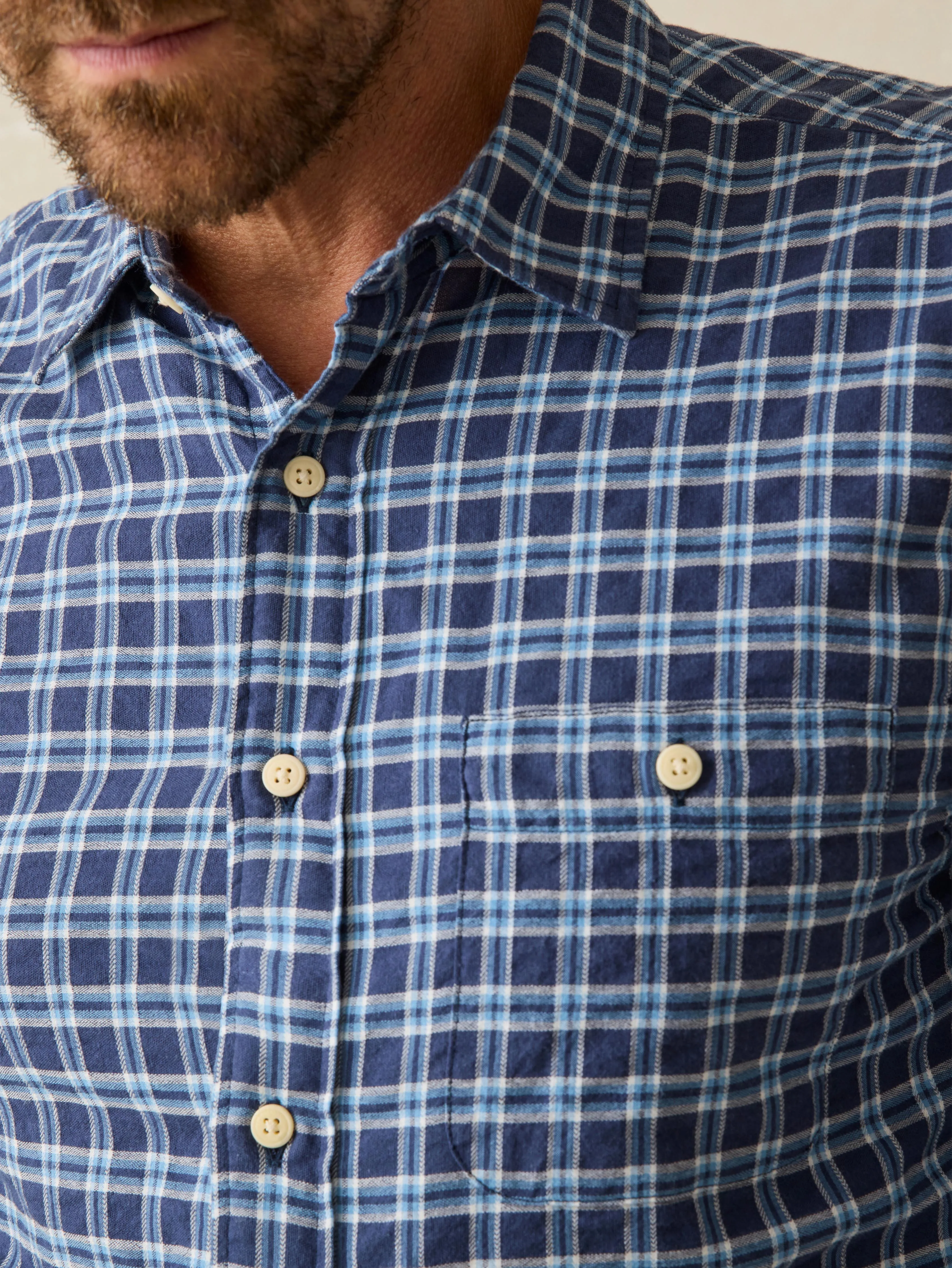 Delray Shirt - Navy Vista Plaid sold by Faherty product image thumbnail 5