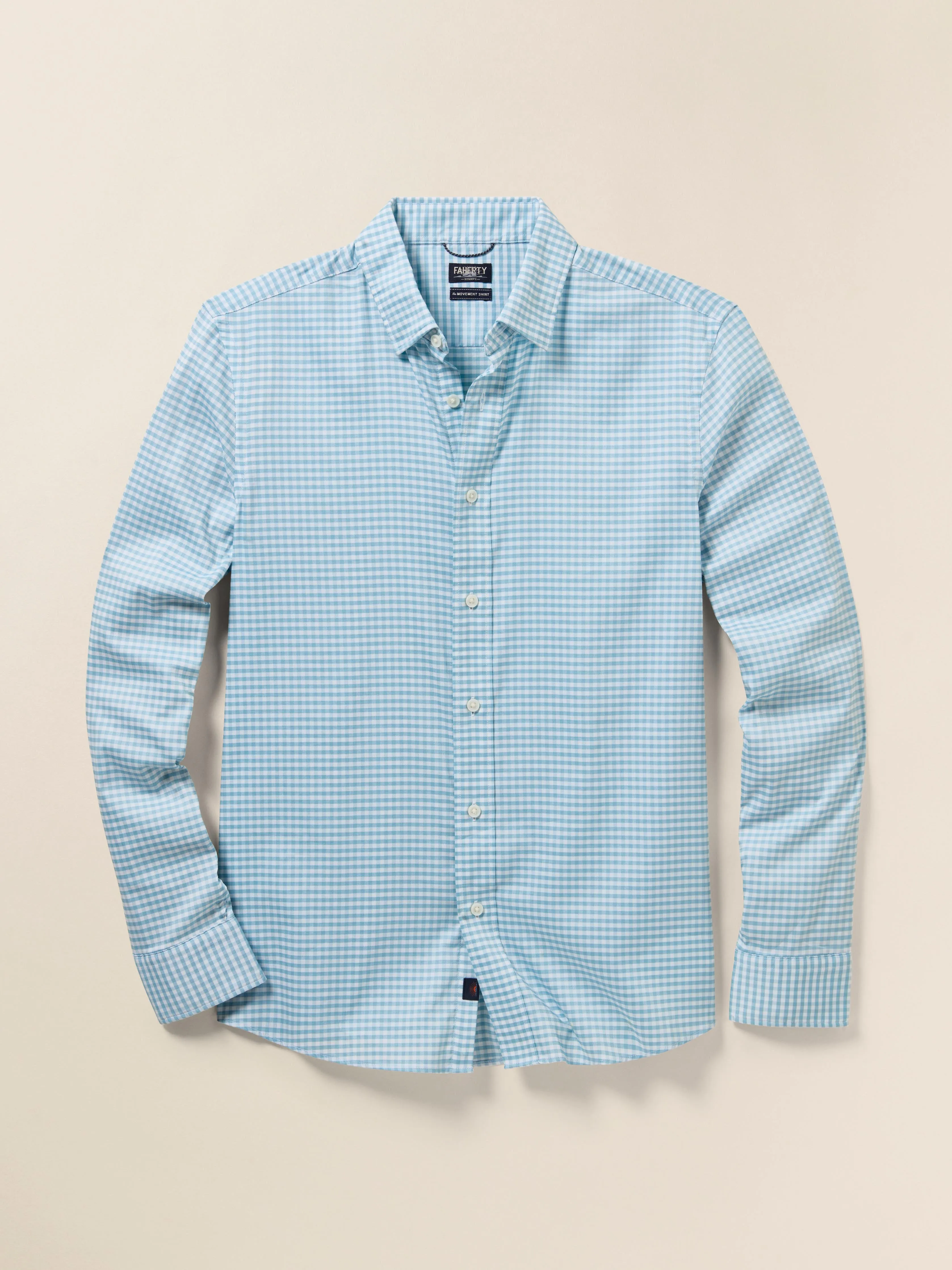 Movement™ Shirt - Teal Gingham sold by Faherty product image thumbnail 3