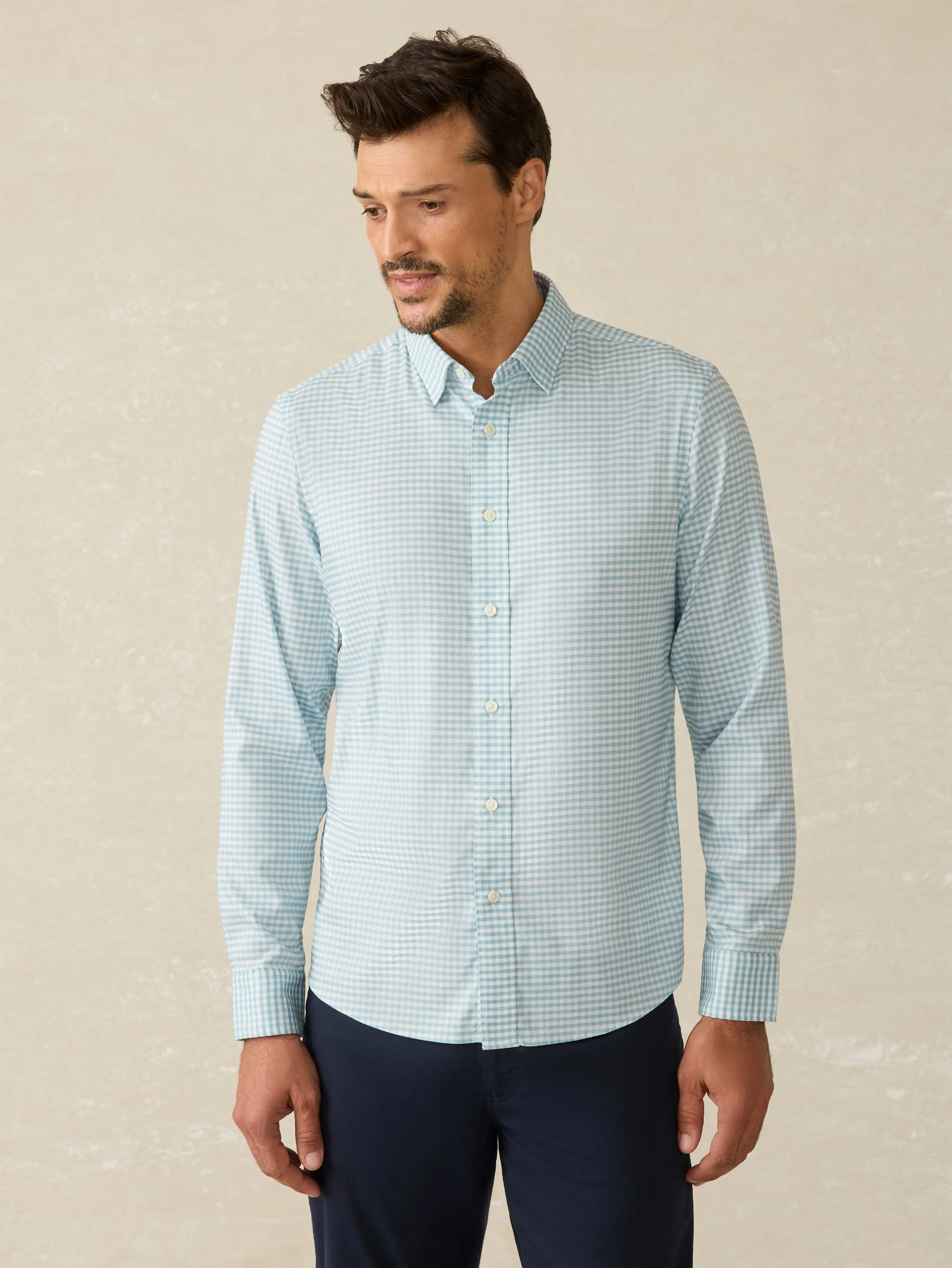 Movement™ Shirt - Teal Gingham sold by Faherty