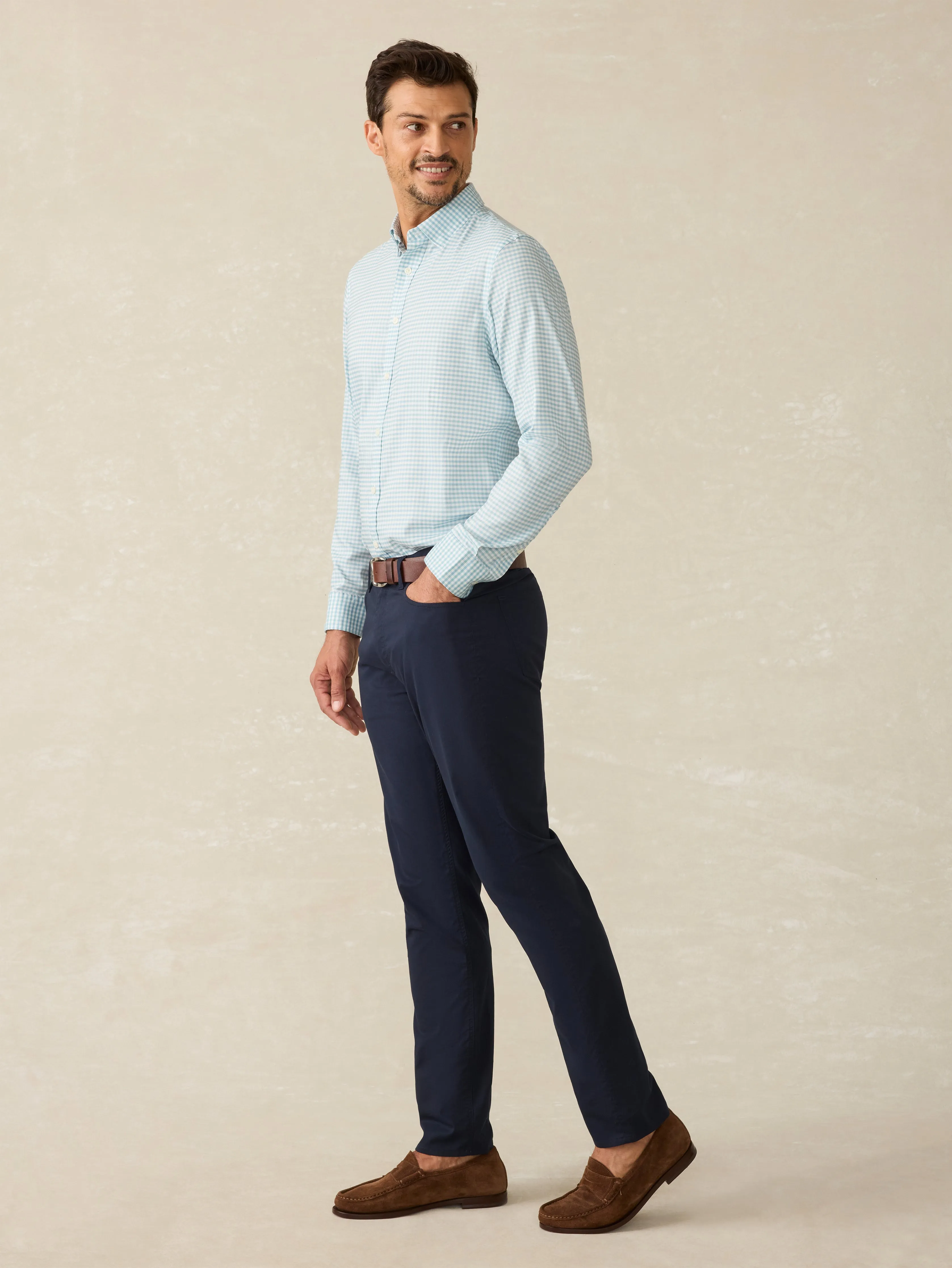 Movement™ Shirt - Teal Gingham sold by Faherty product image thumbnail 5