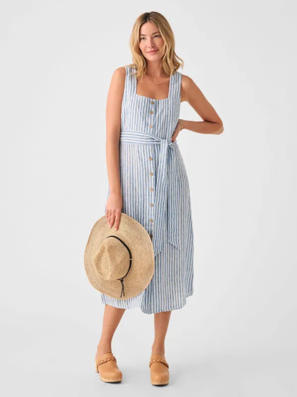 Seaside Dress - Blue Low Tide Stripe sold by Faherty