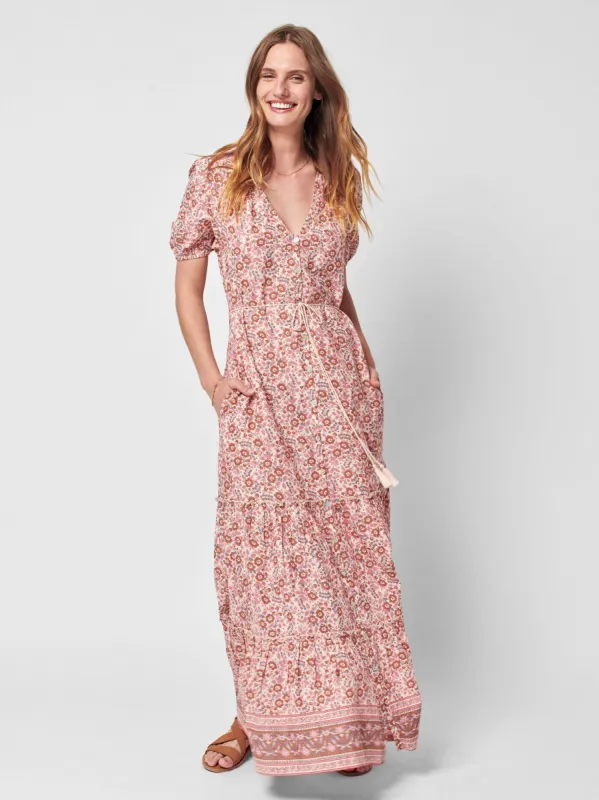 Orinda Maxi Dress - Earth Block Print sold by Faherty