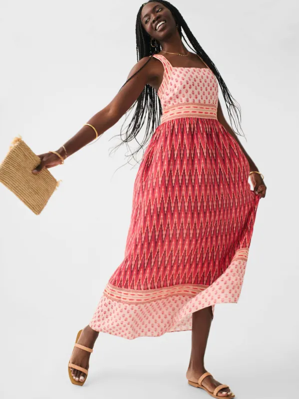 Gracie Dress - Pink Gobi Floral sold by Faherty
