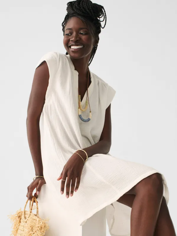 Dream Cotton Gauze Lucia Dress - White sold by Faherty