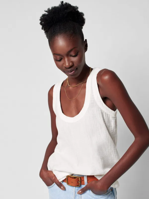 Dream Cotton Gauze Tank - White sold by Faherty