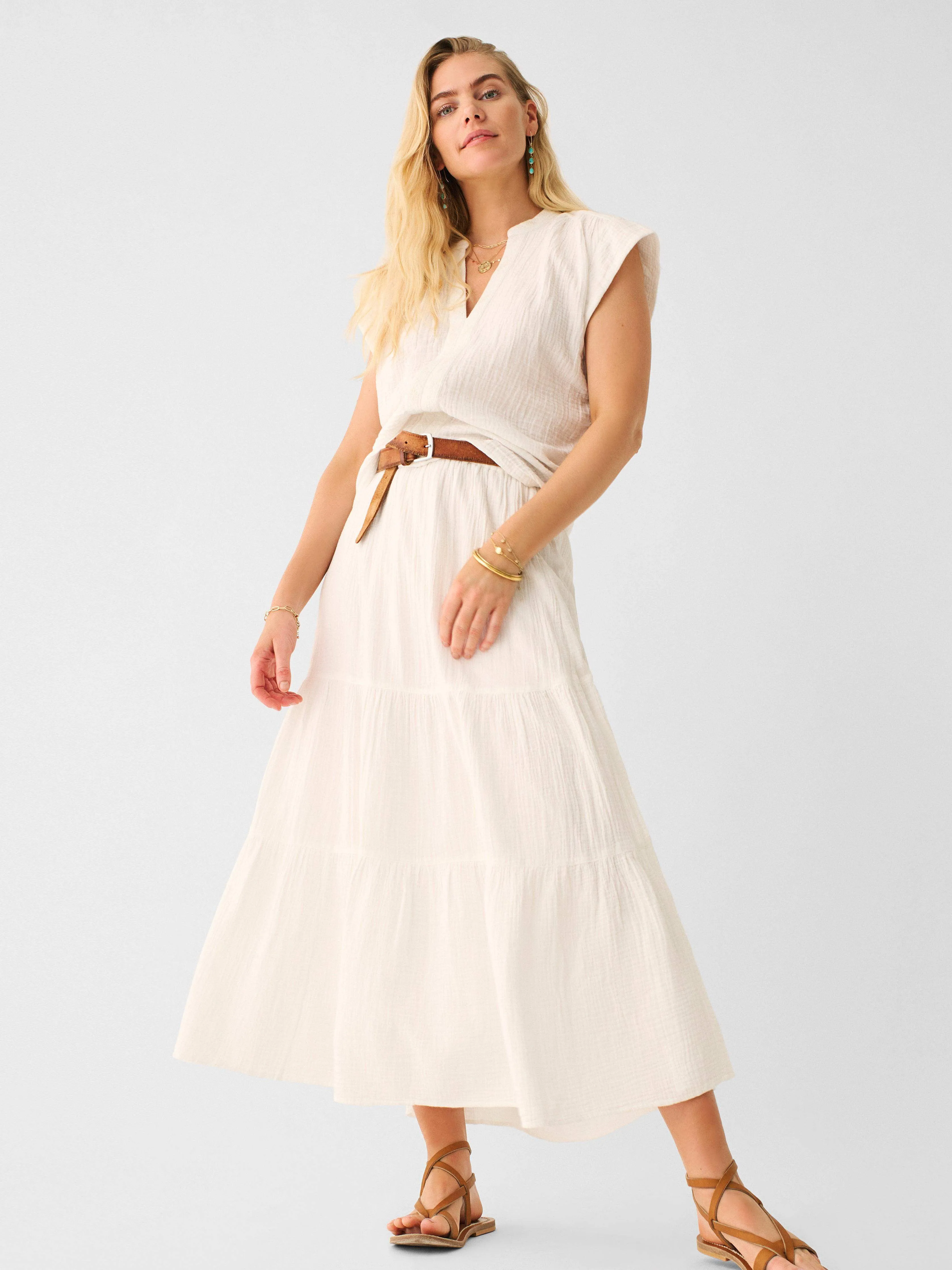 Dream Cotton Gauze Lucia Top - White sold by Faherty product image thumbnail 3