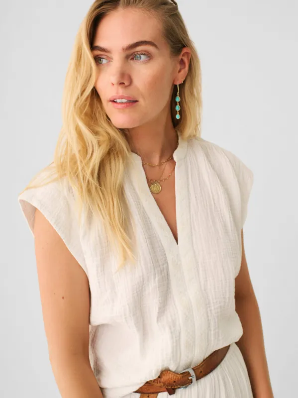 Dream Cotton Gauze Lucia Top - White sold by Faherty