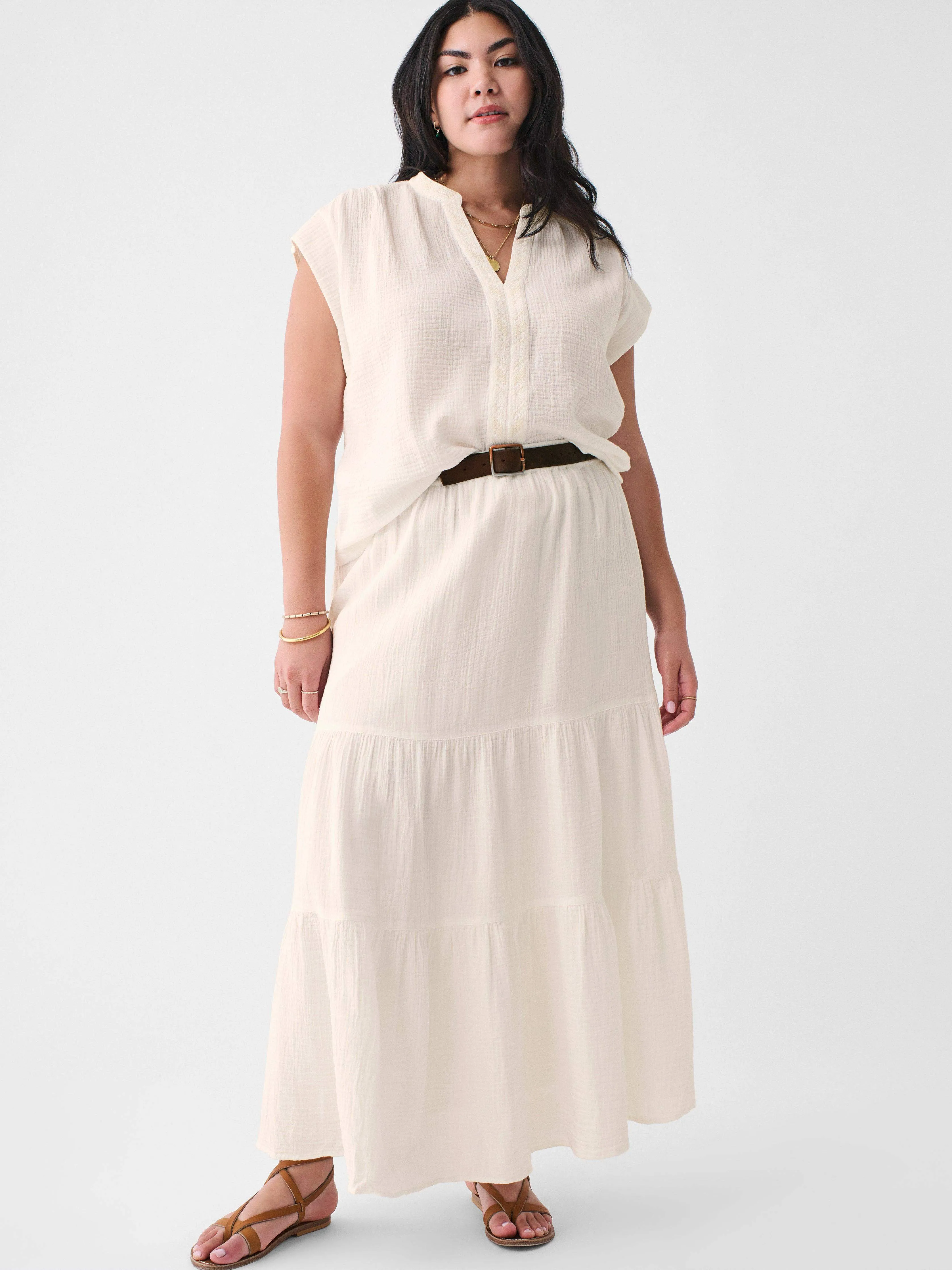 Dream Cotton Gauze Lucia Top - White sold by Faherty product image thumbnail 5