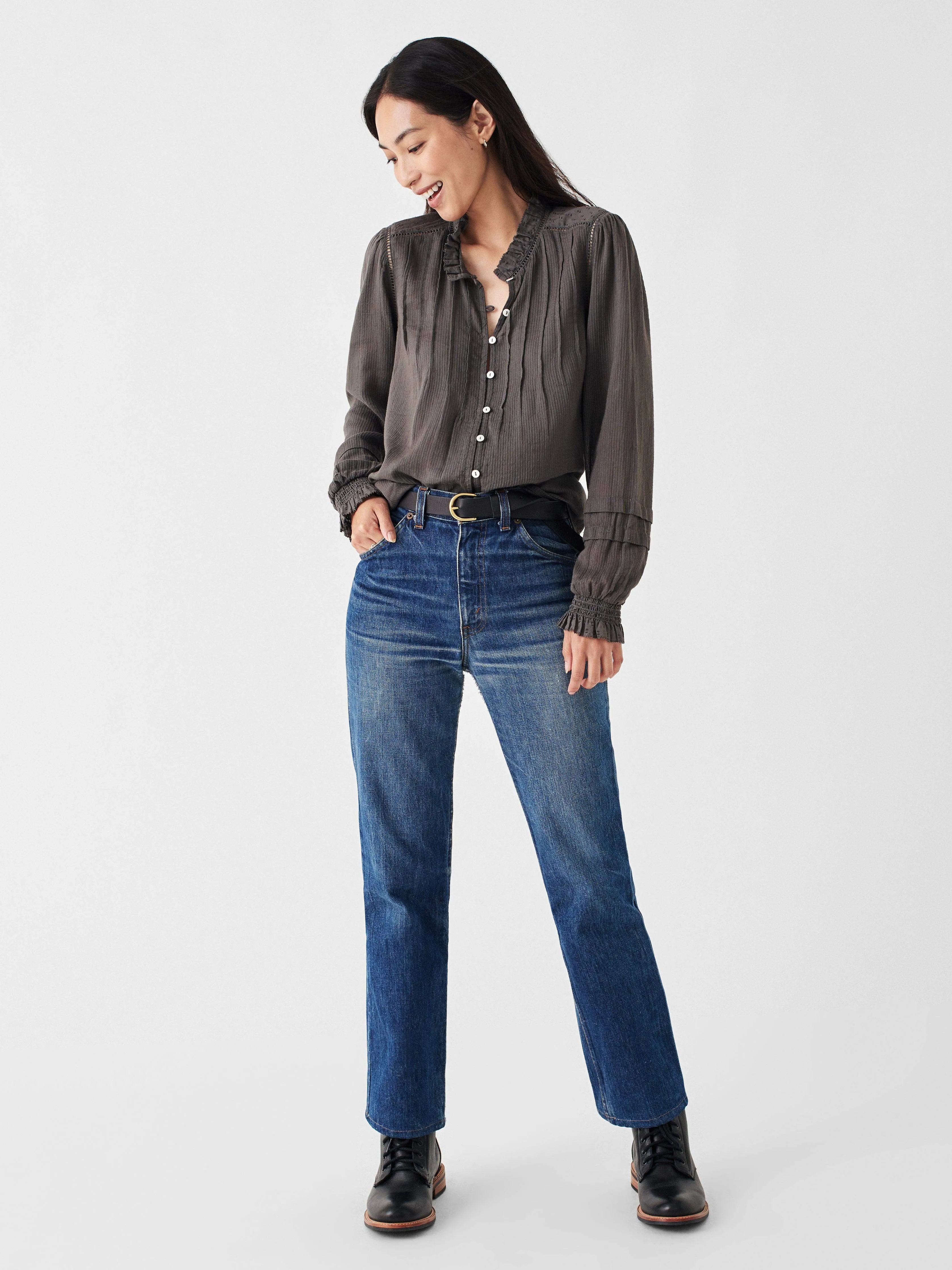 Willa Blouse - Faded Black sold by Faherty product image thumbnail 5