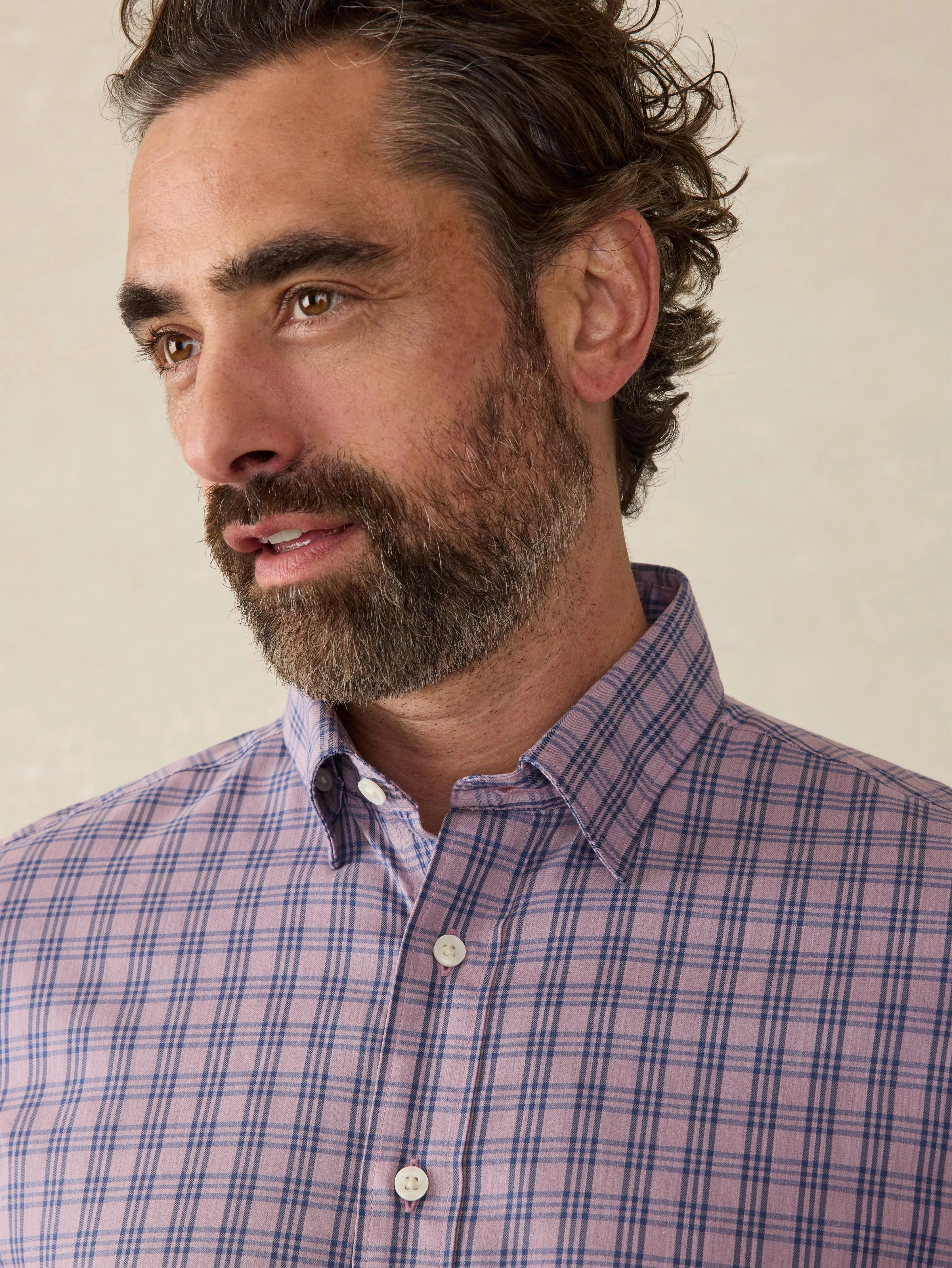 Movement™ Shirt - Berry Skies Check sold by Faherty product image thumbnail 2