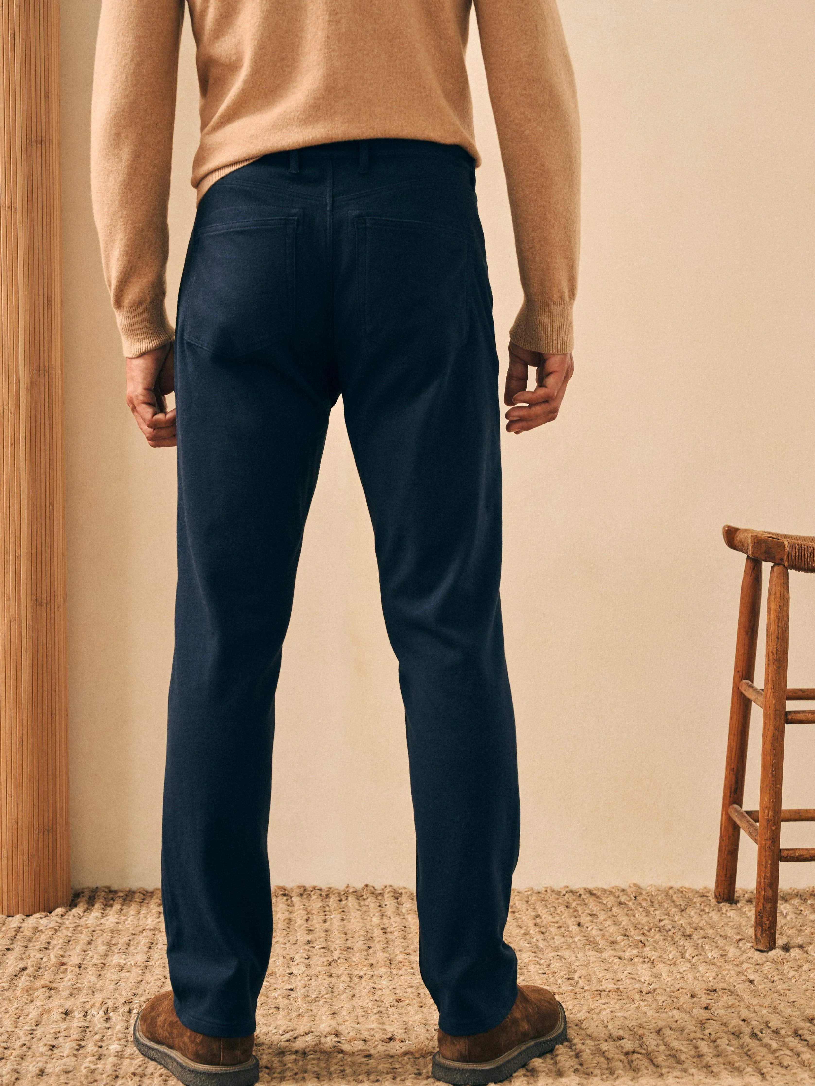 Knit Flannel 5-Pocket Pant - Navy Ink Sky sold by Faherty product image thumbnail 5