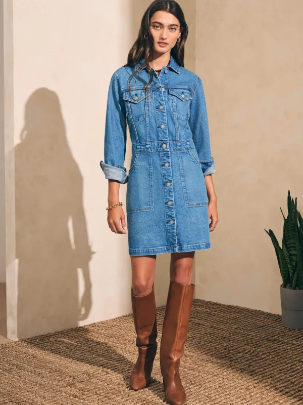 Organic Cotton Denim Michelle Dress - Sea Bright sold by Faherty